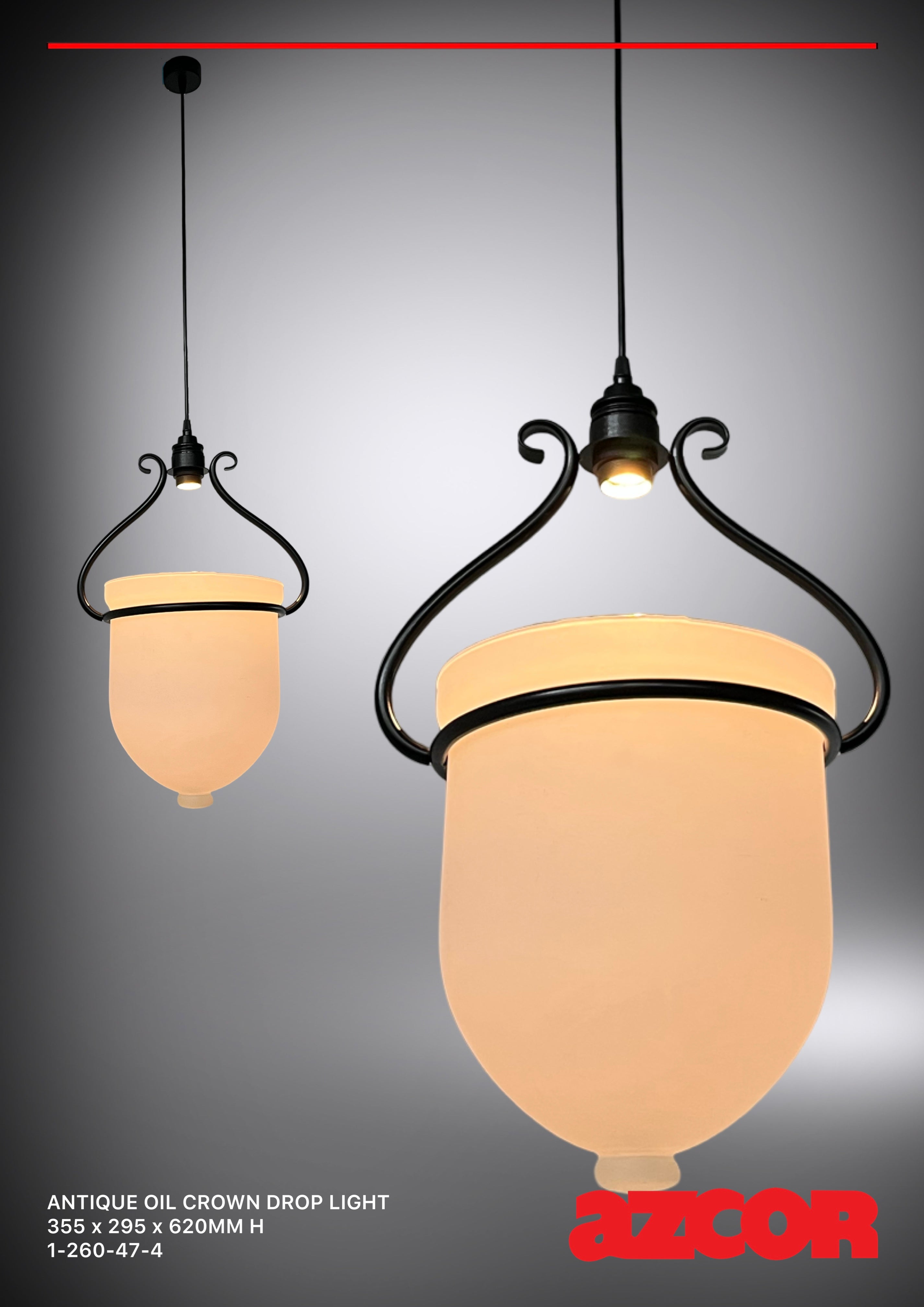 Antique Oil Crown Drop Light