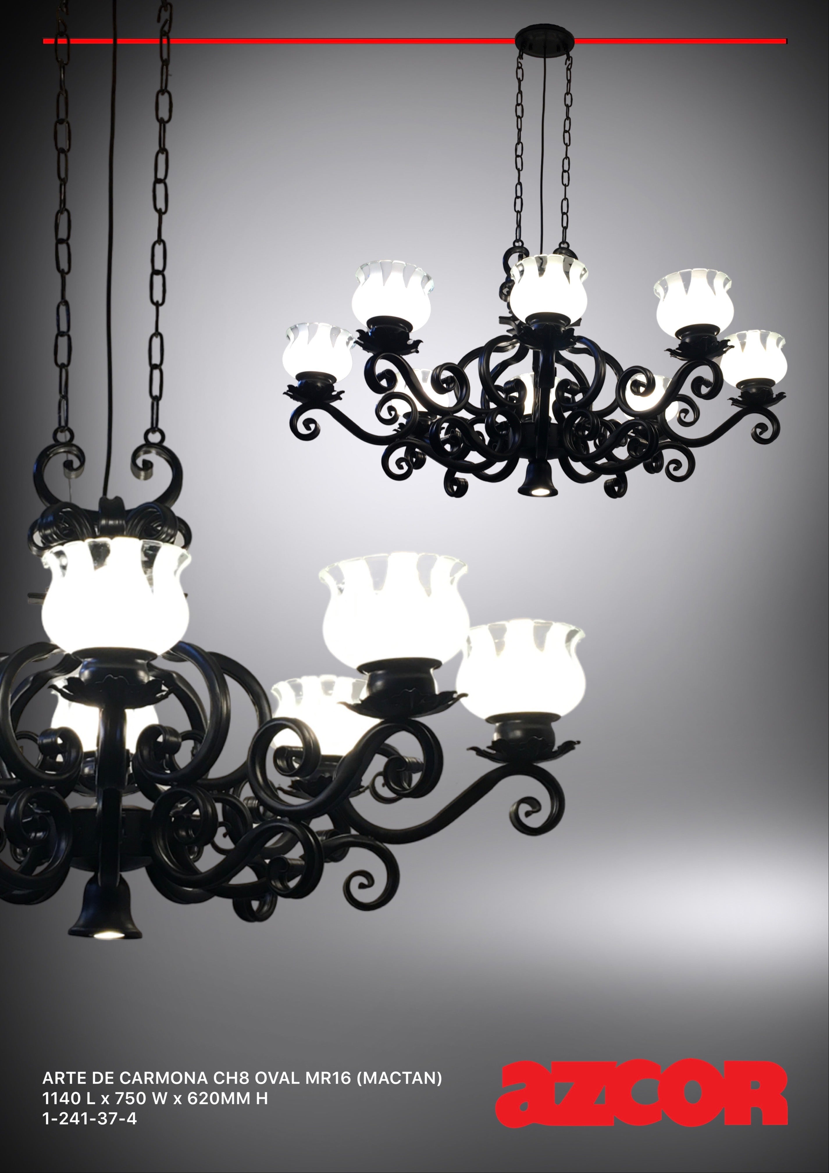 Arte De Carmona Chandelier 8 Oval (Mactan Glass)