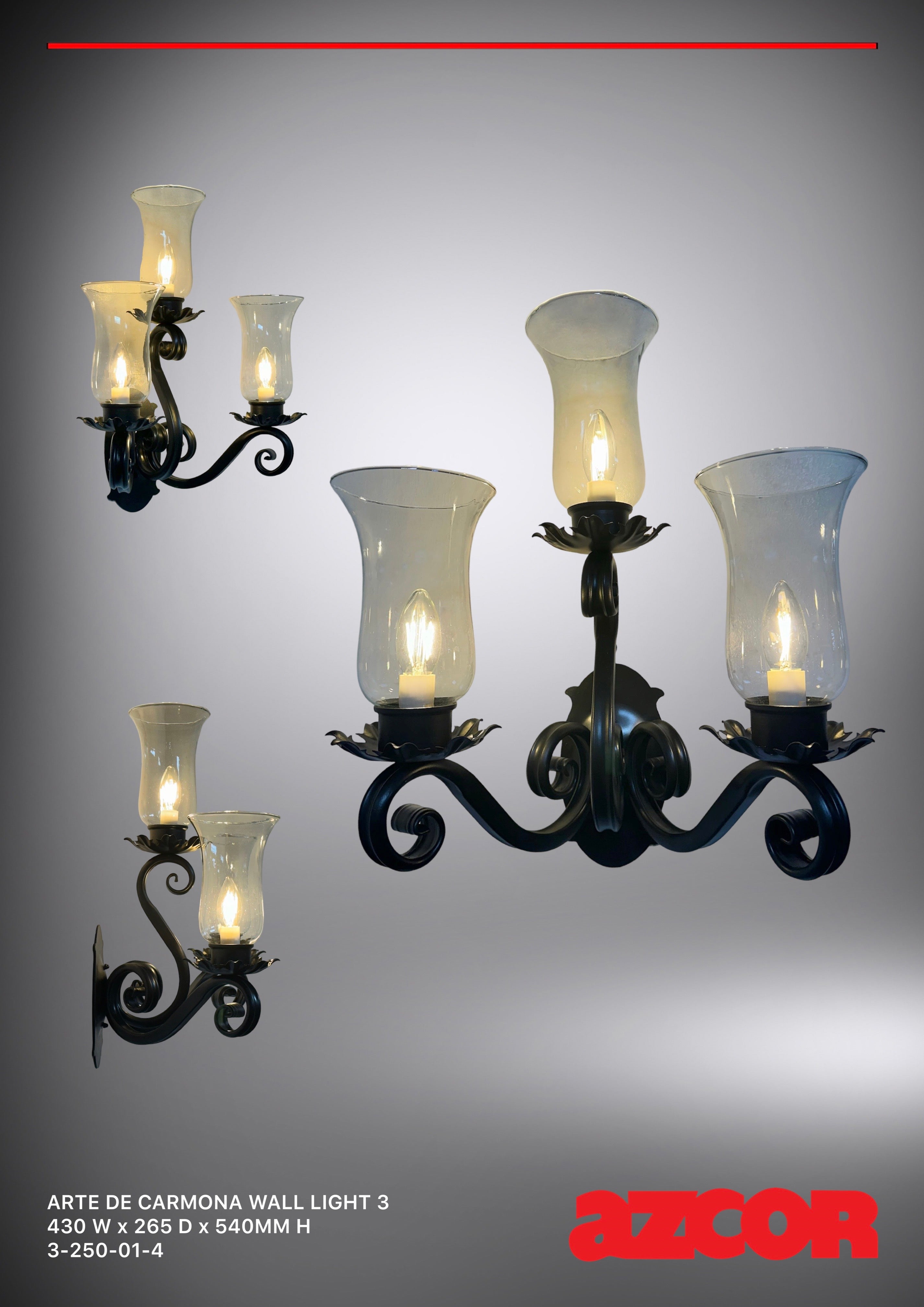 Arte De Carmona Wall Light 3 (Verina Glass)