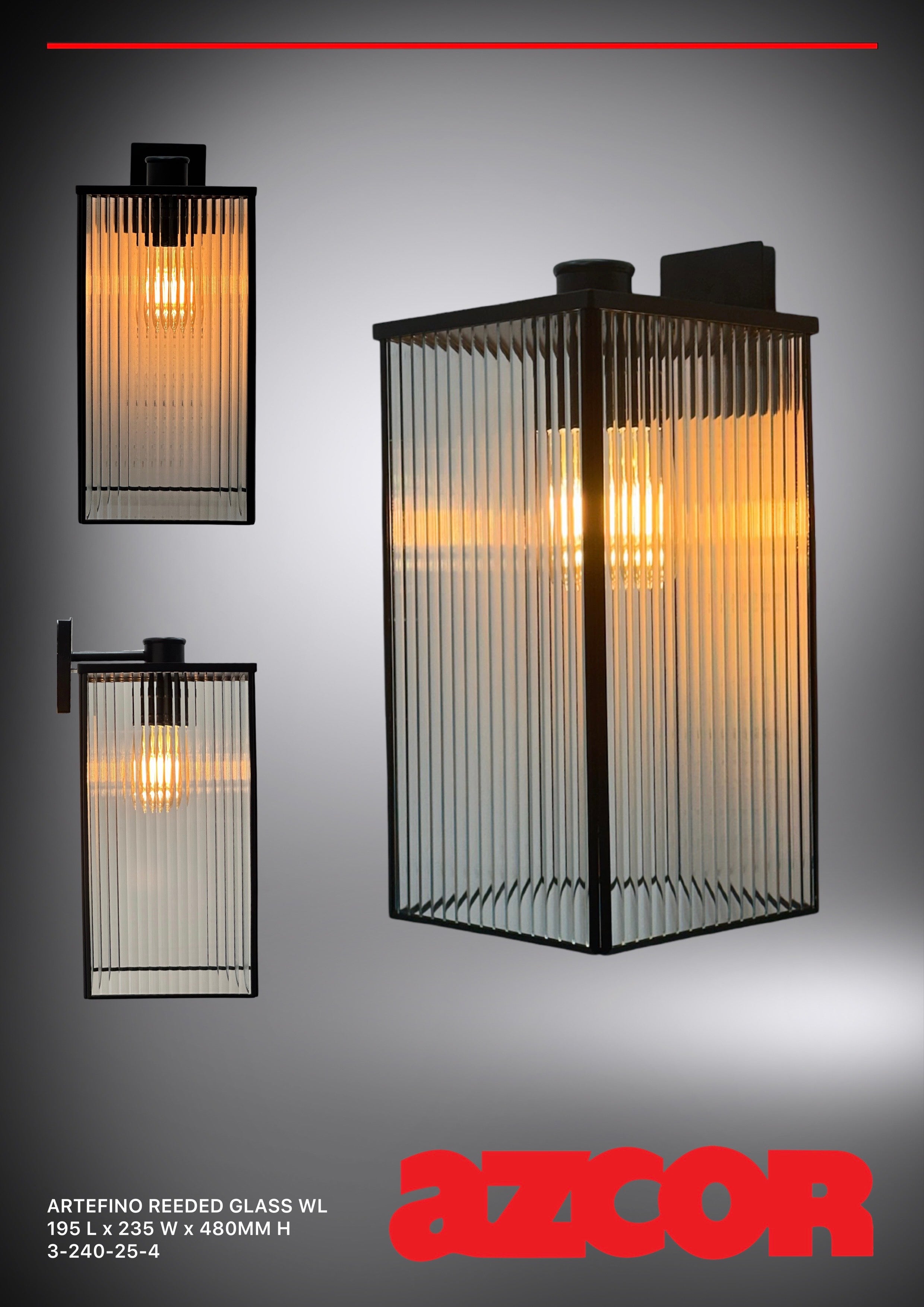 Artefino SS Wall Light (Reeded Glass)