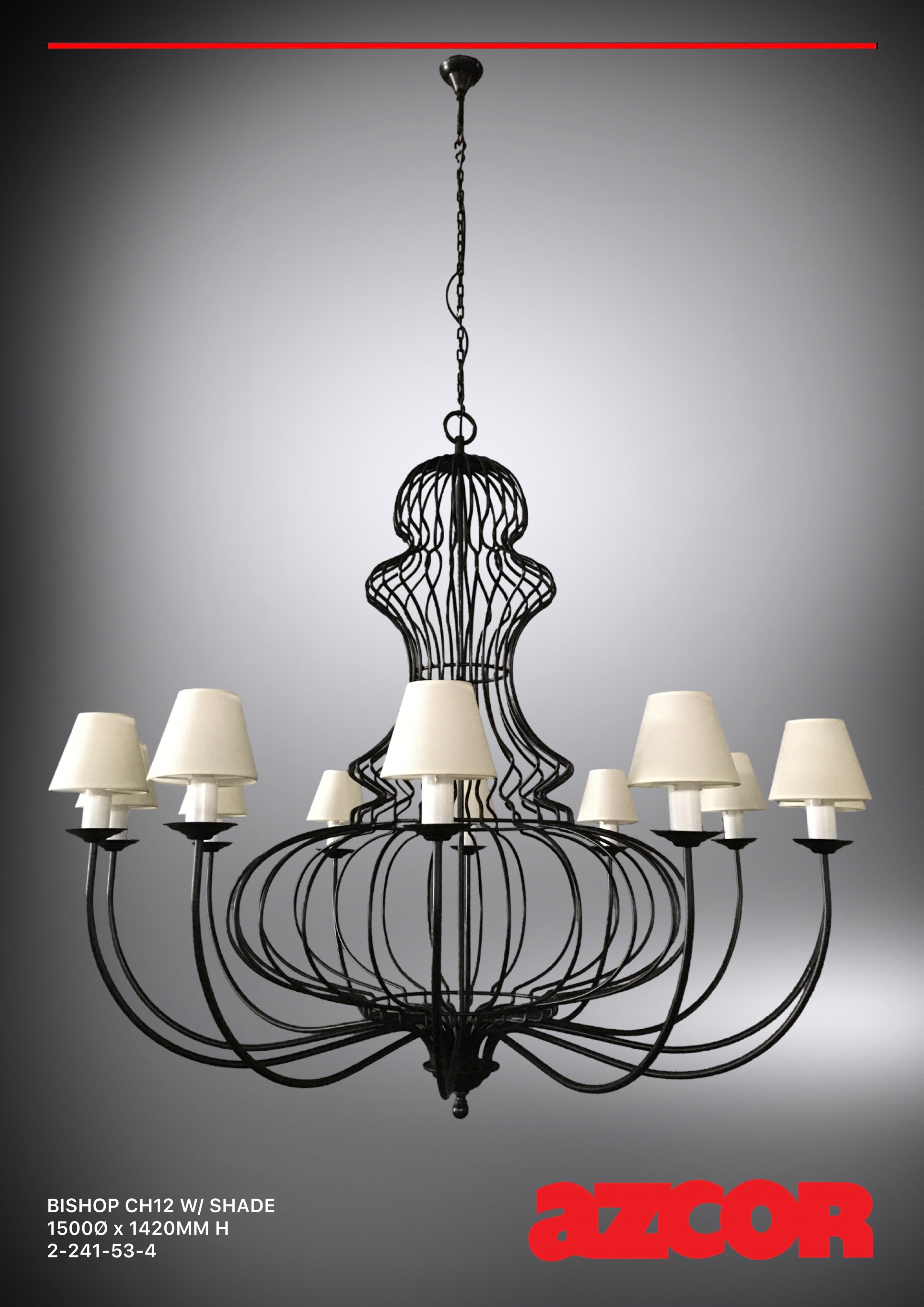 Bishop Chandelier 12 (w/ Fabric Shades)