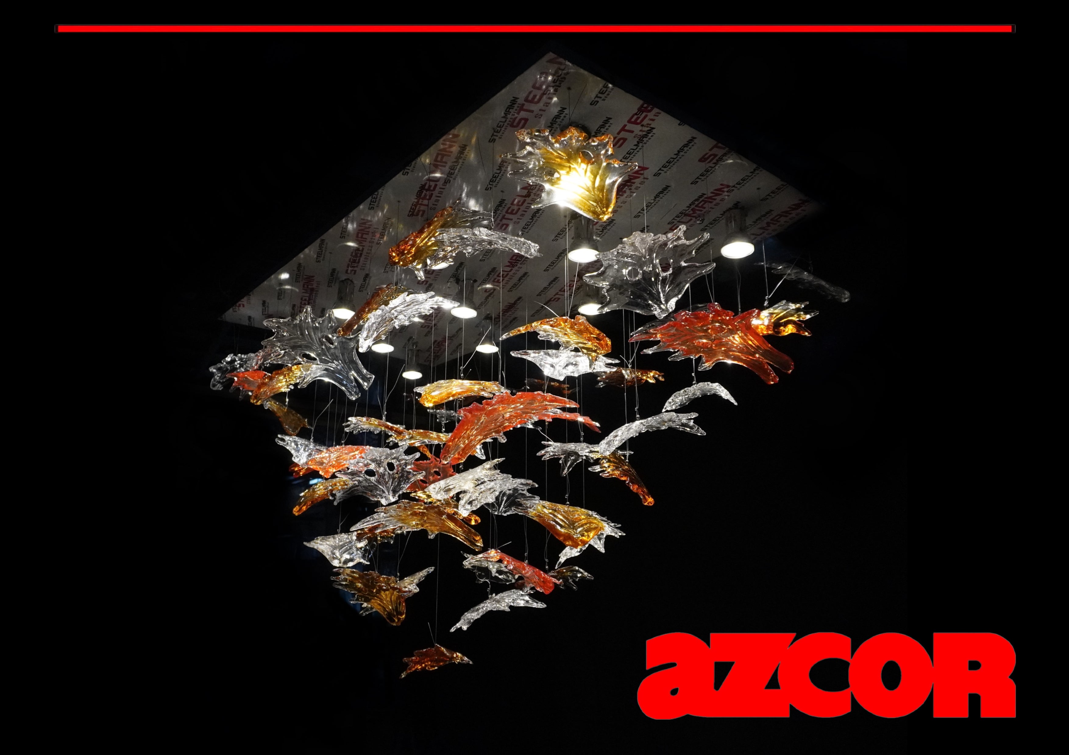 Bohemian Glass | Oak Leaves Rectangular Chandelier 1200