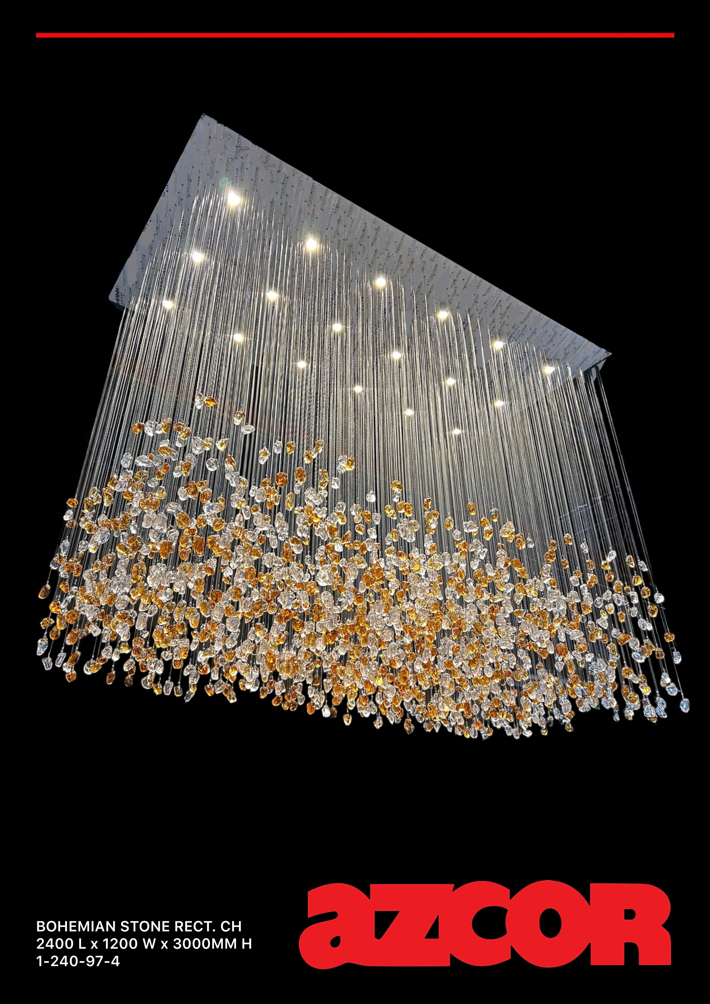 Bohemian Stone Rectangular Chandelier