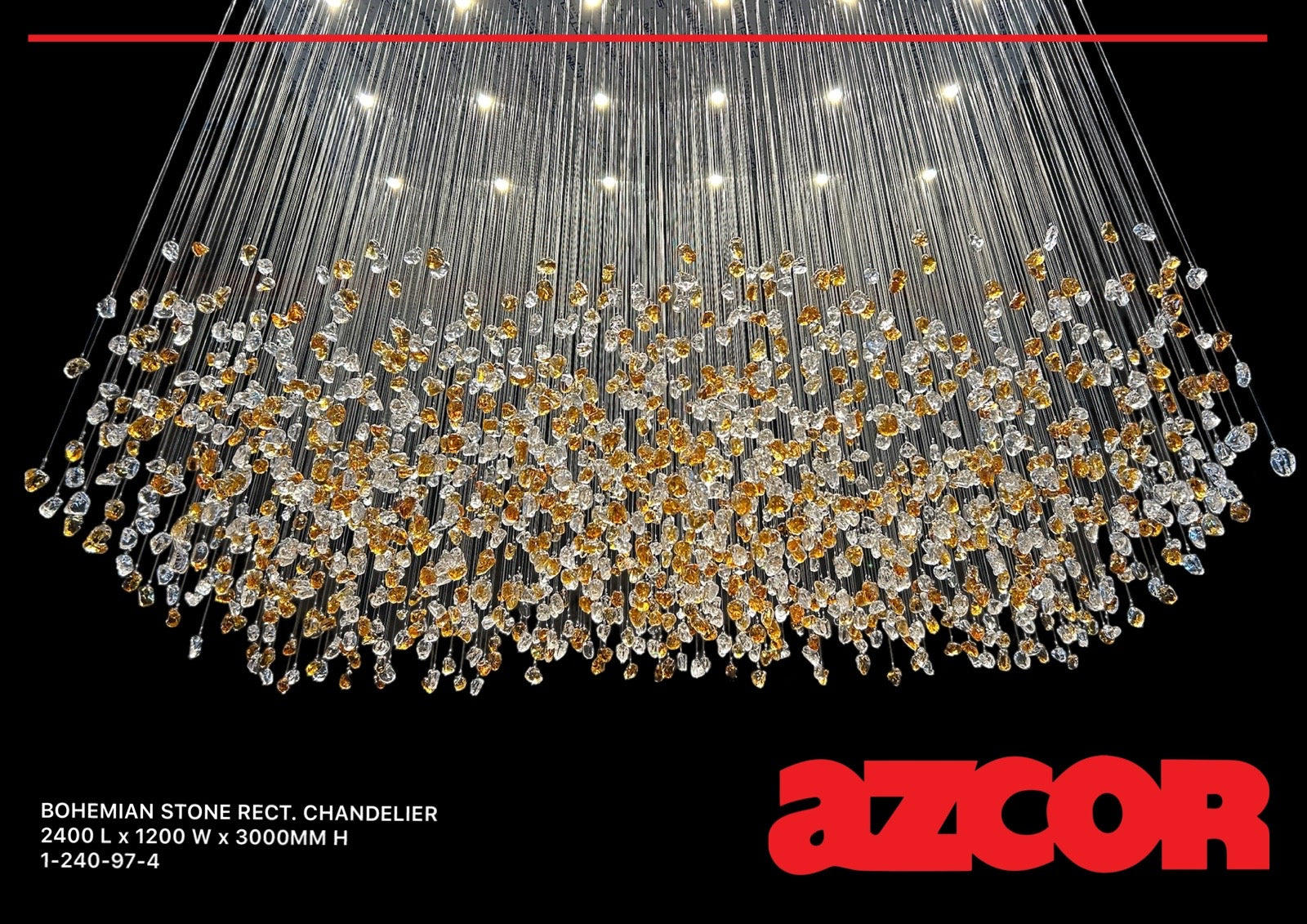 Bohemian Stone Rectangular Chandelier