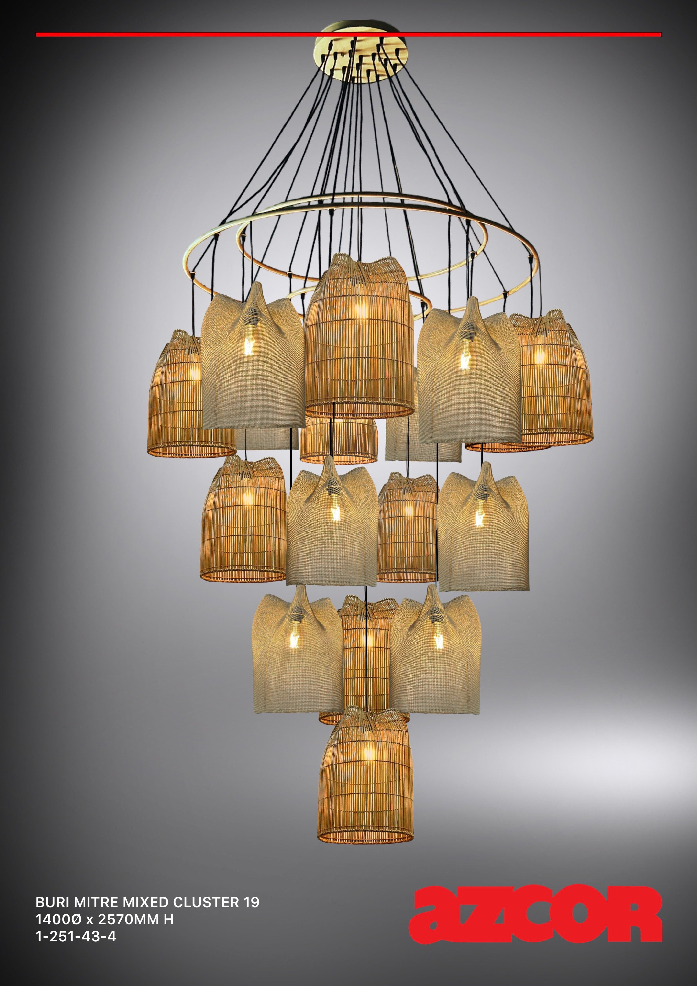 Mixed Mitre Buri annd SS Cluster Chandelier 19