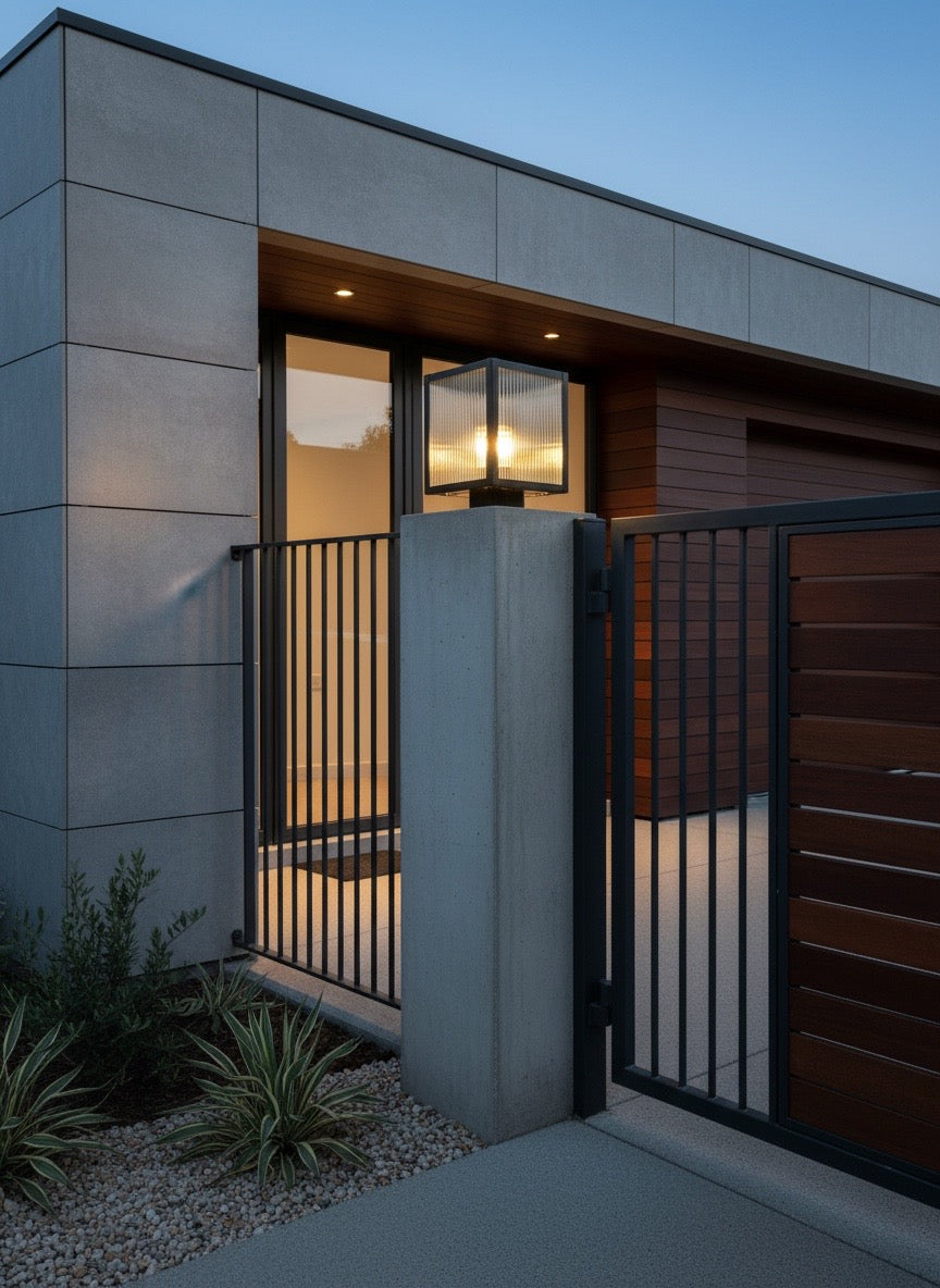 Cabin Square Gate Lamp (Reeded Glass)