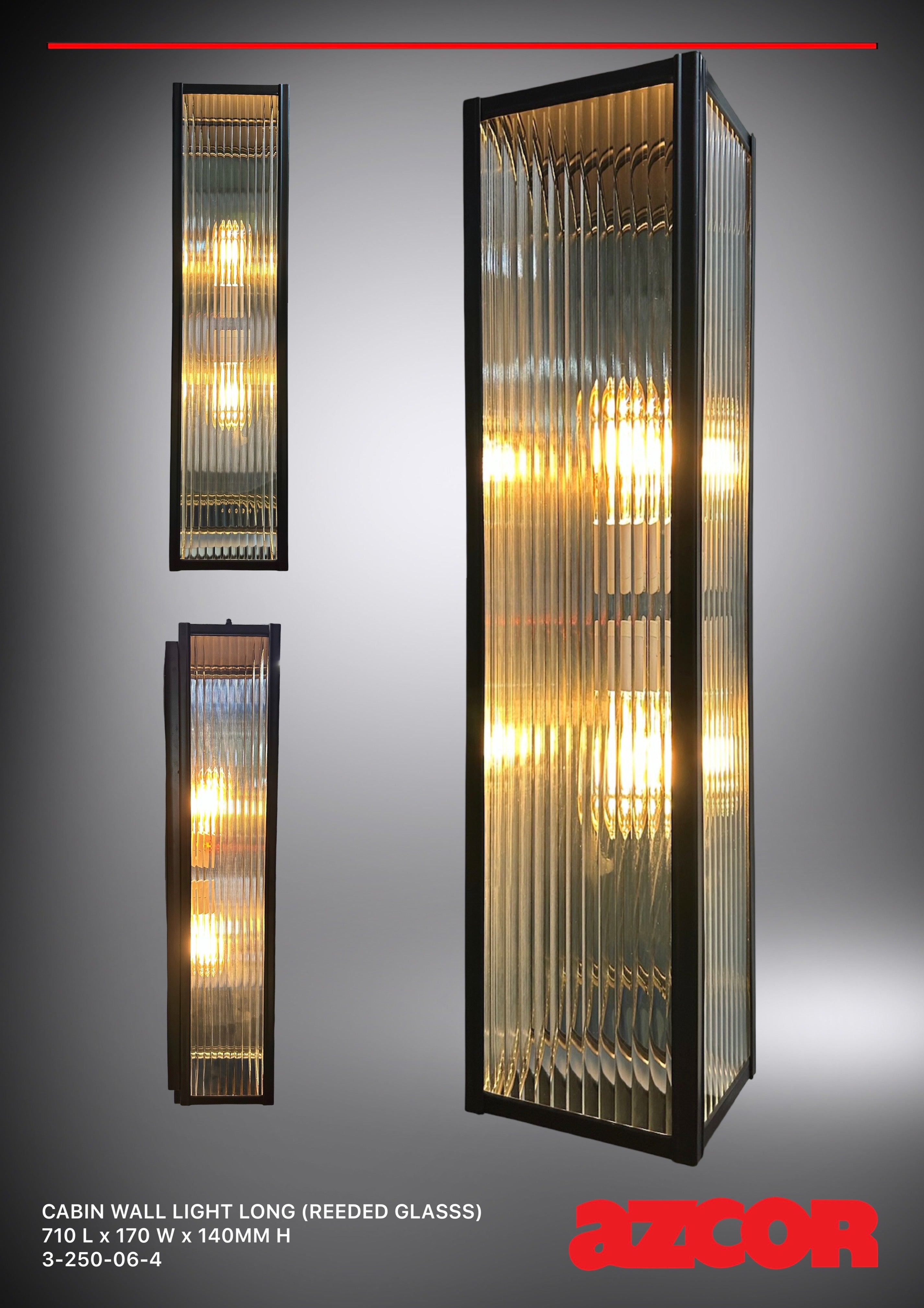 Cabin Wall Light Long (Reeded Glass)