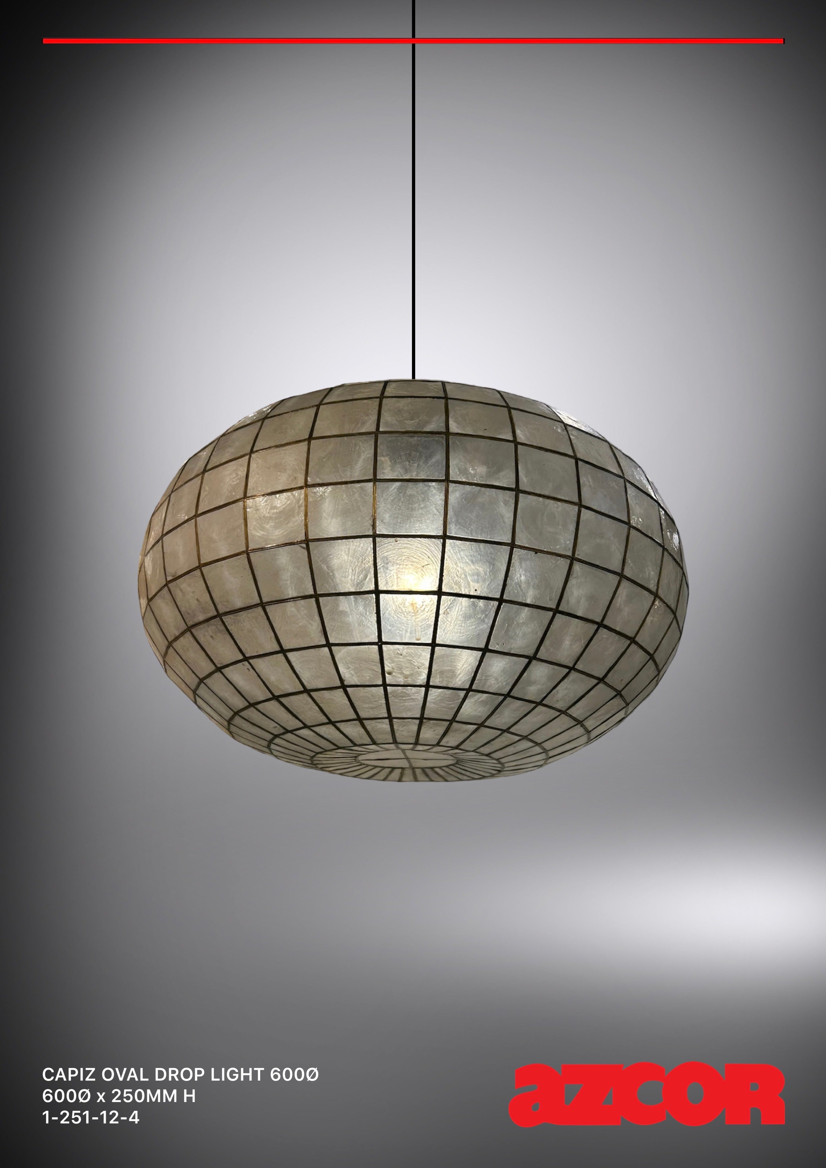 Capiz Oval Drop Light 600Ø