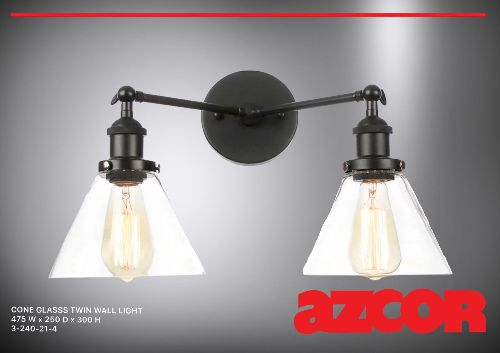 Cone Glass Twin Wall Light