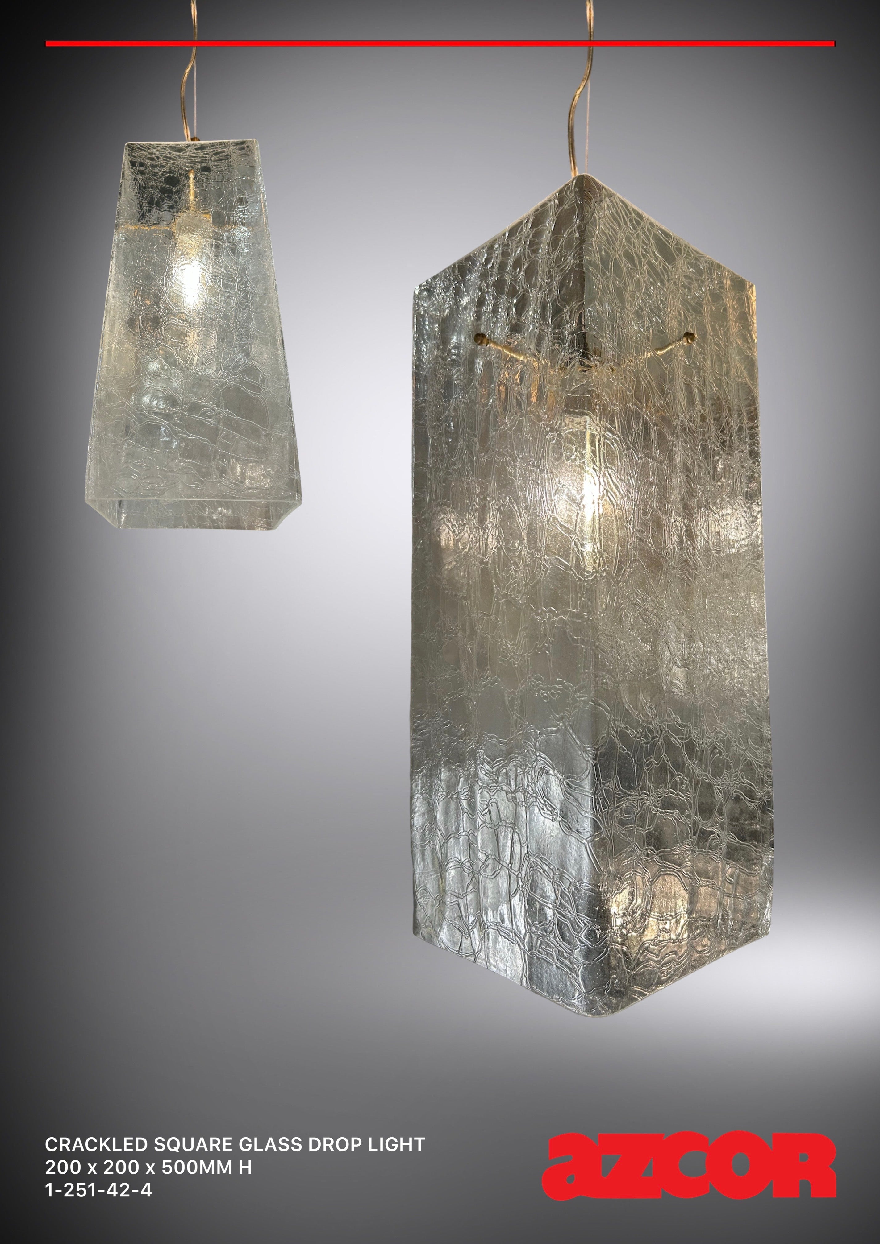 Crackled Cuboid Glass Drop Light