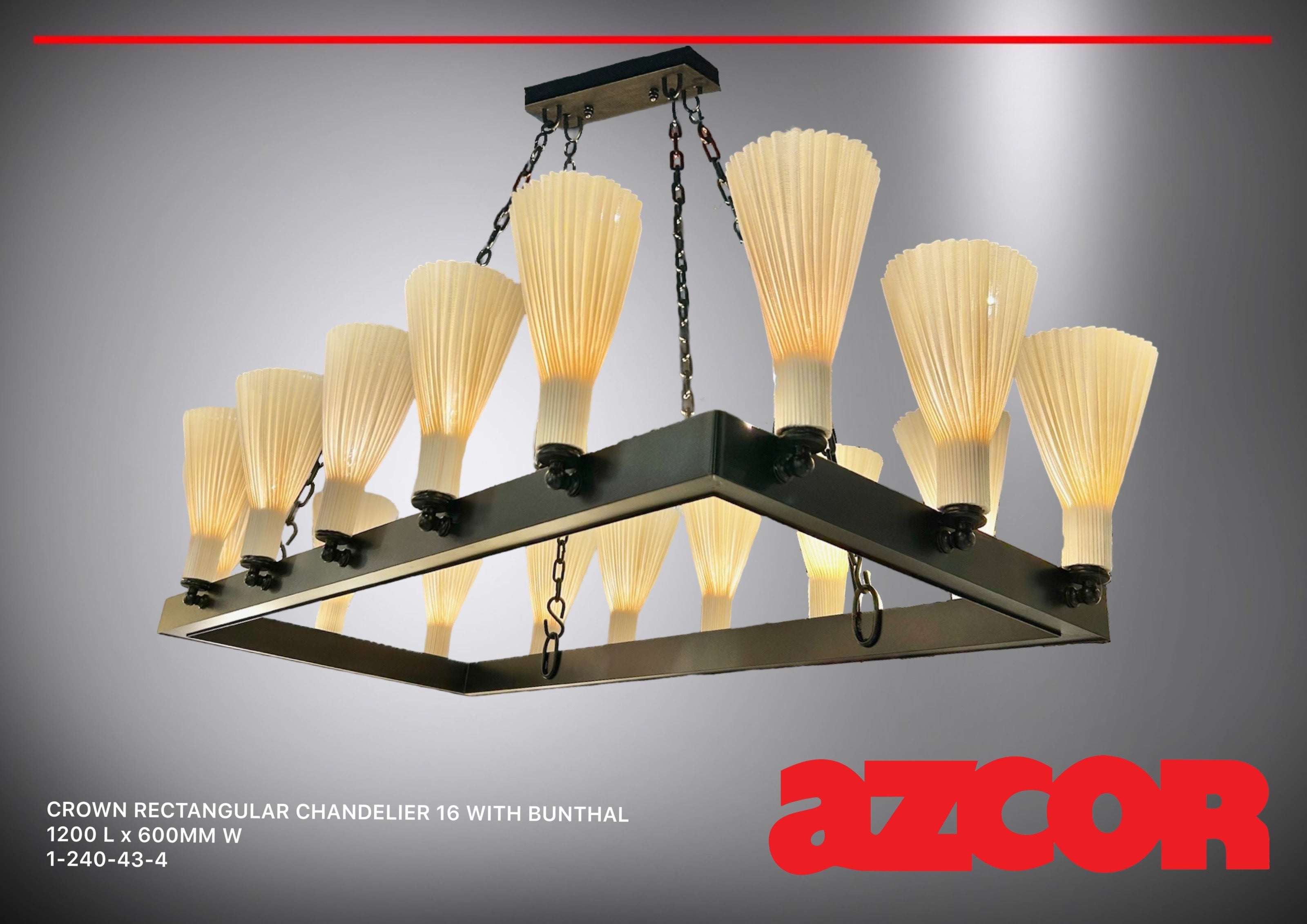 Crown Rectangular Chandelier 16 (with Bunthal shade)