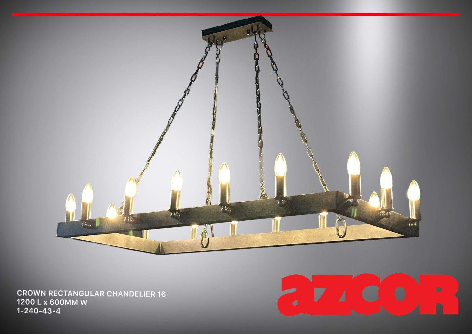 Crown Rectangular Chandelier 16 (with Bunthal shade)