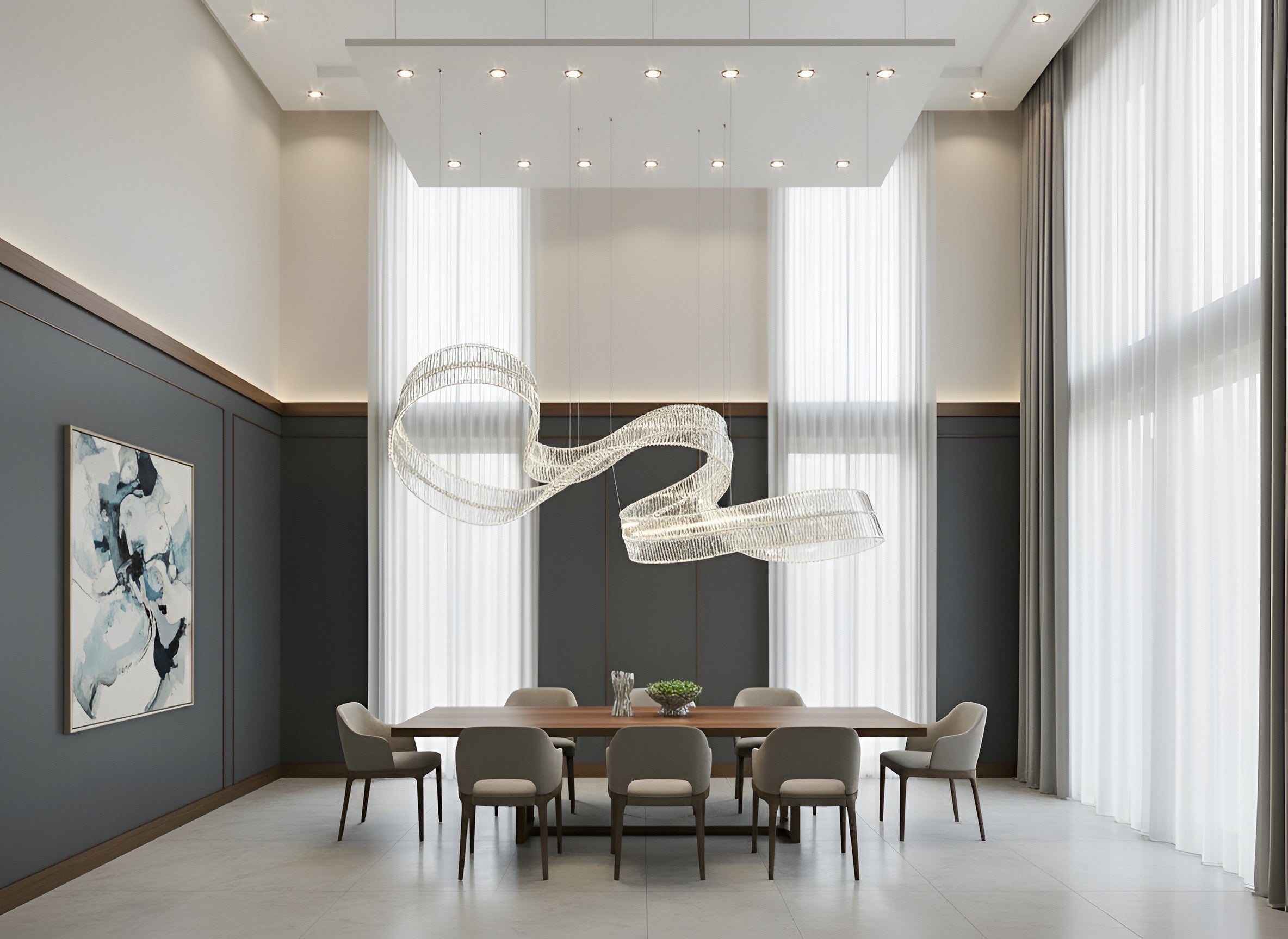 Glass Ribbon Infinity Chandelier (2 Rows)