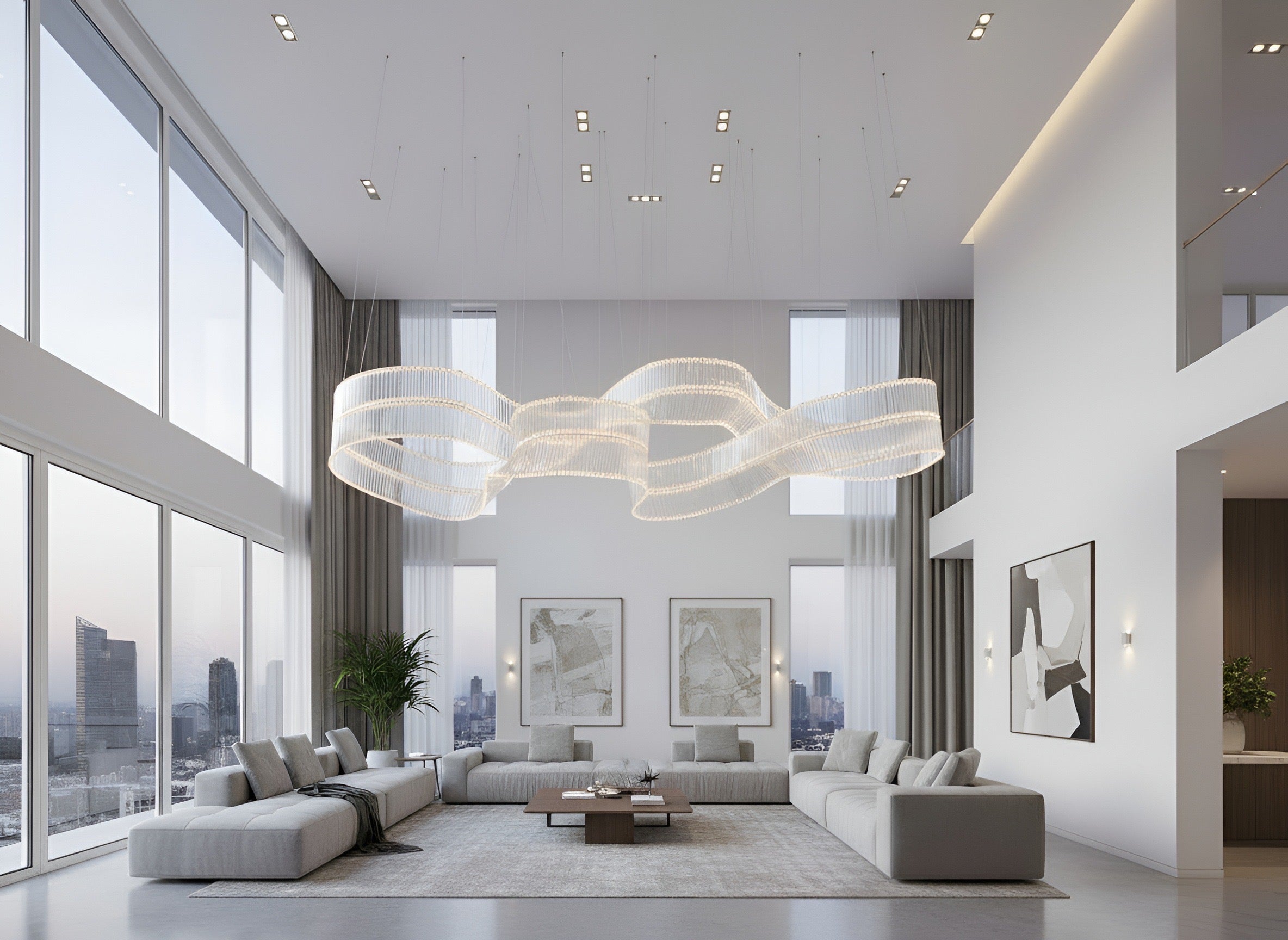Glass Ribbon Infinity Chandelier (2 Rows)