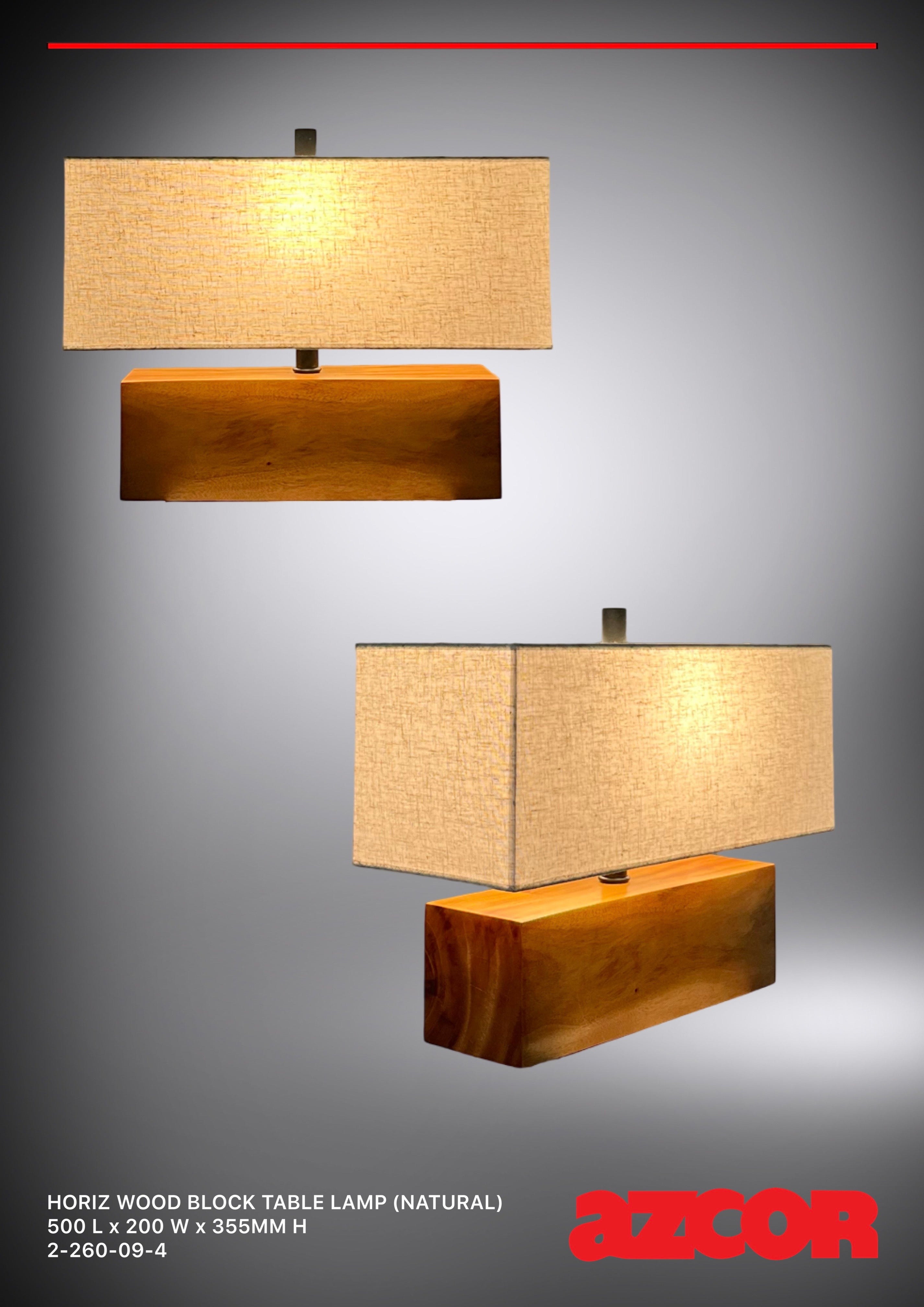 Horiz Wood Block Table Lamp