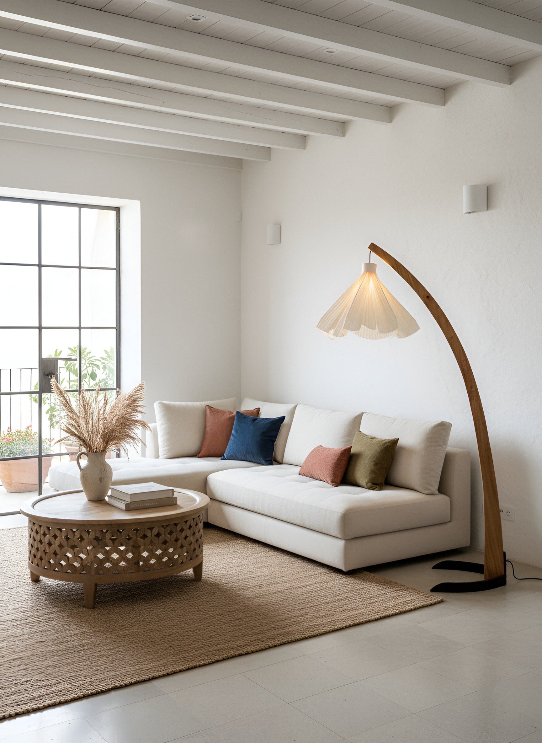 Nito Wood Floor Lamp (Flora Shade)