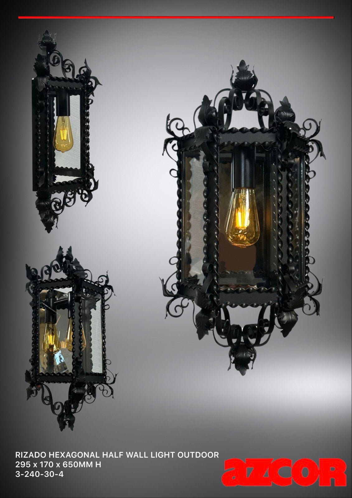 Rizado Hexagonal Half Wall Light Outdoor