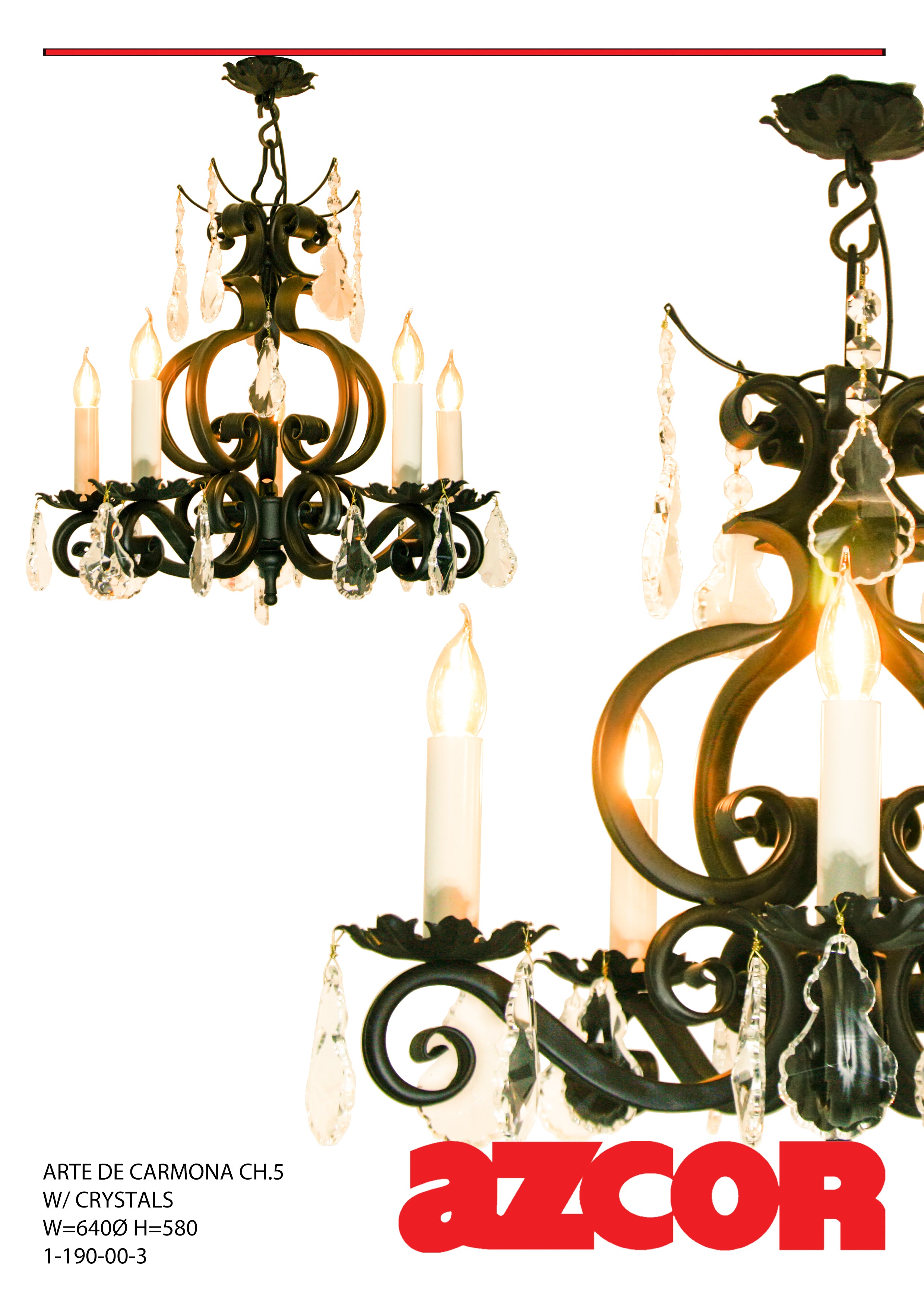 Arte De Carmona Chandelier 5 with Crystals