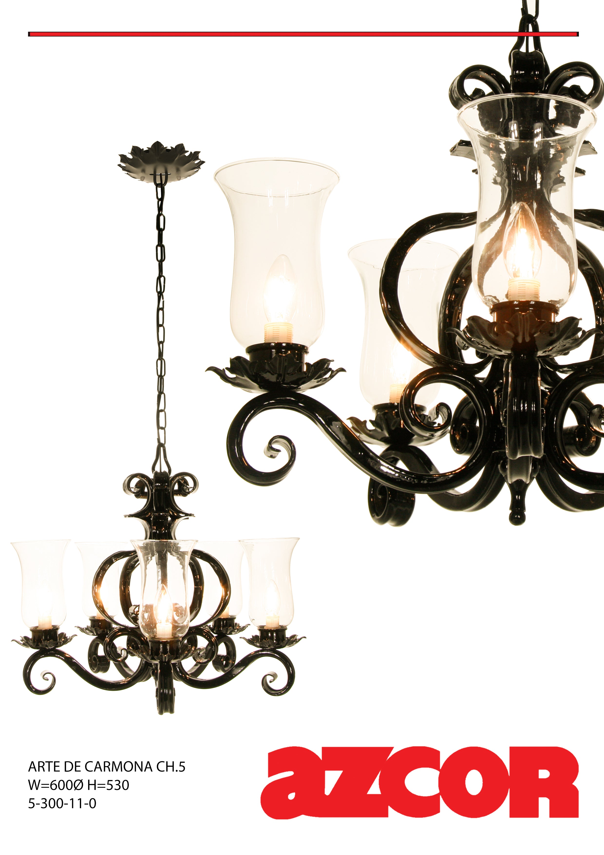 Arte De Carmona Chandelier 5 (Verina Glass) 600Ø