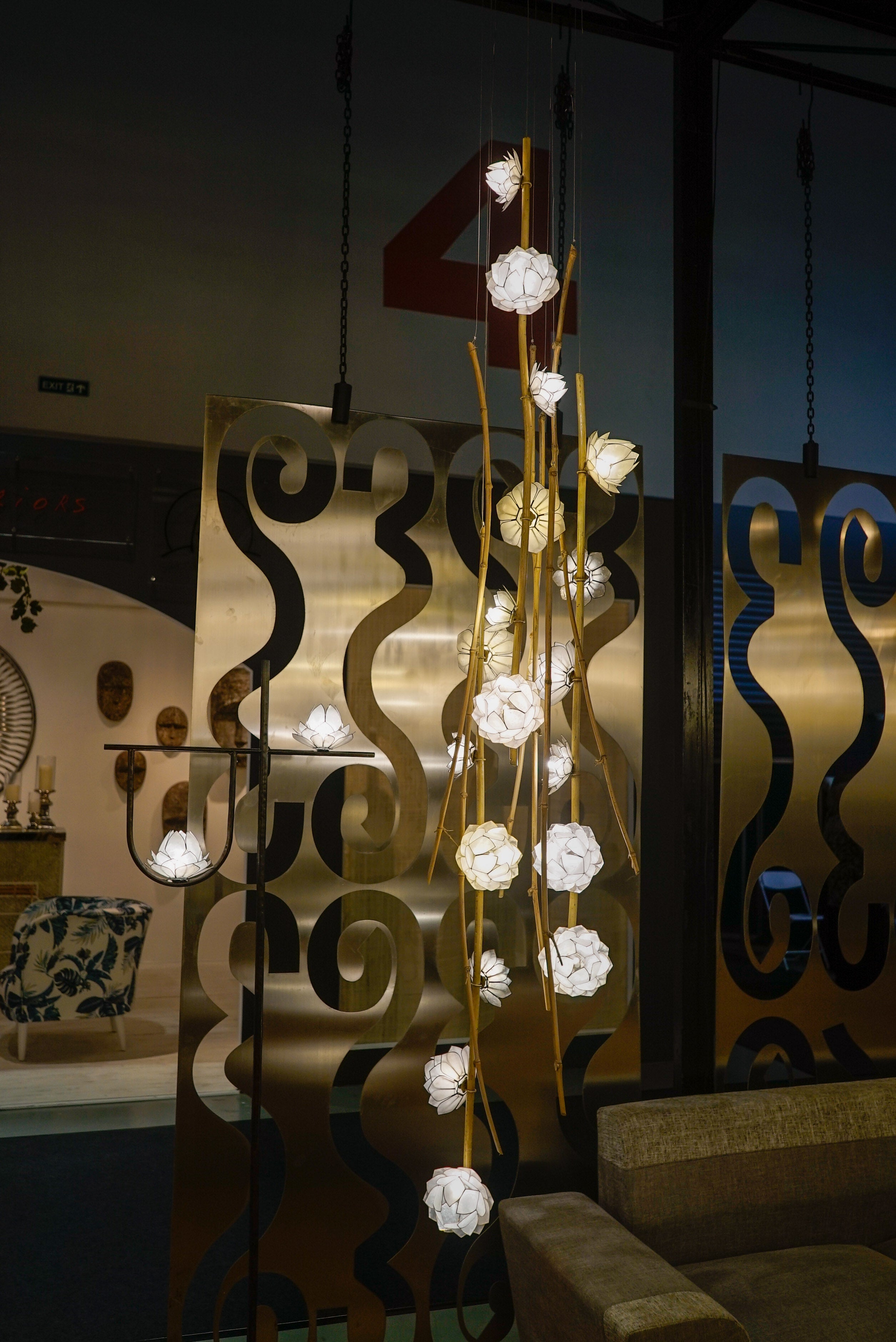 Lotus Capiz Vertical Drop Light