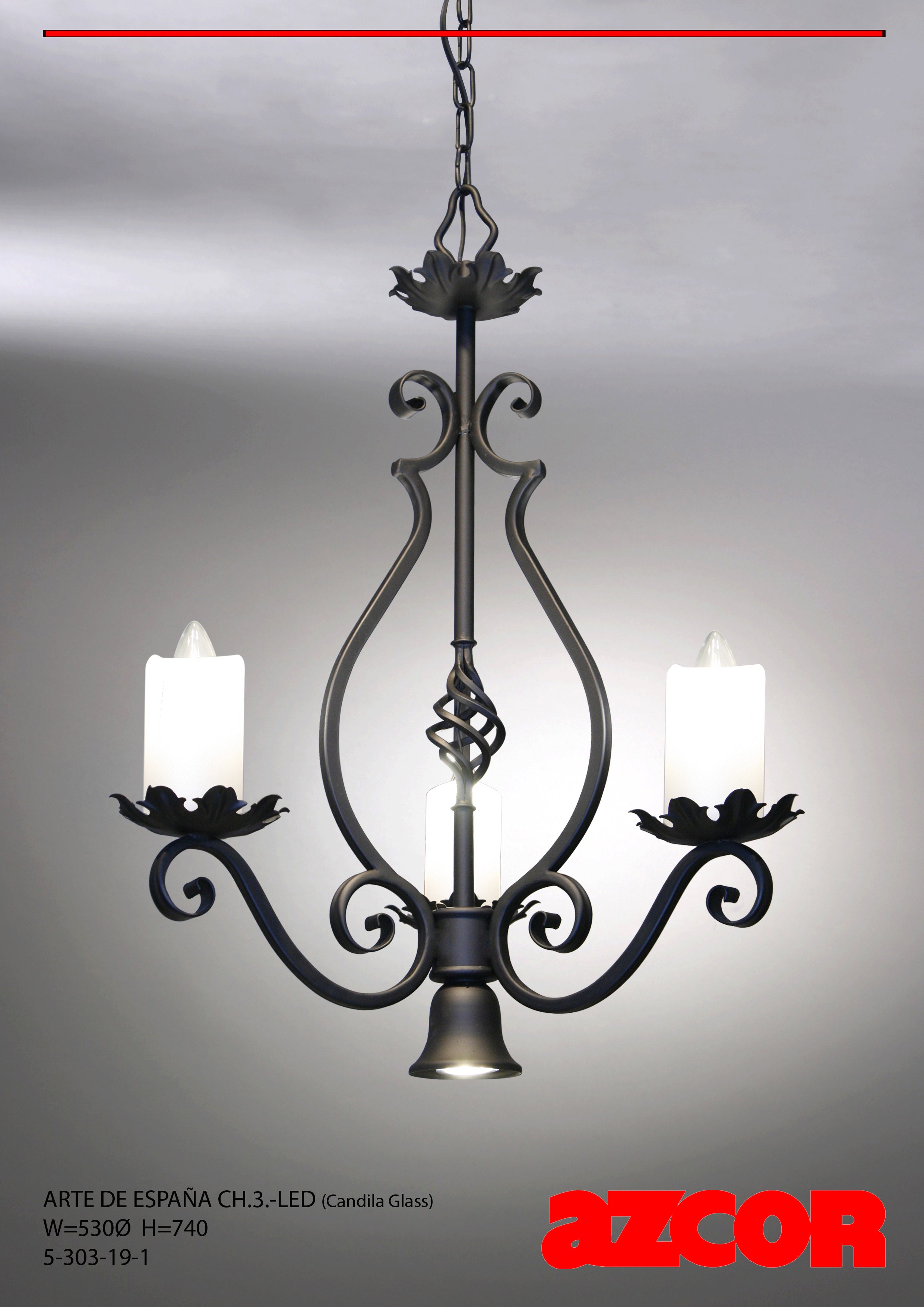 Arte De España Chandelier 3 (Candila Glass) w/ Basket