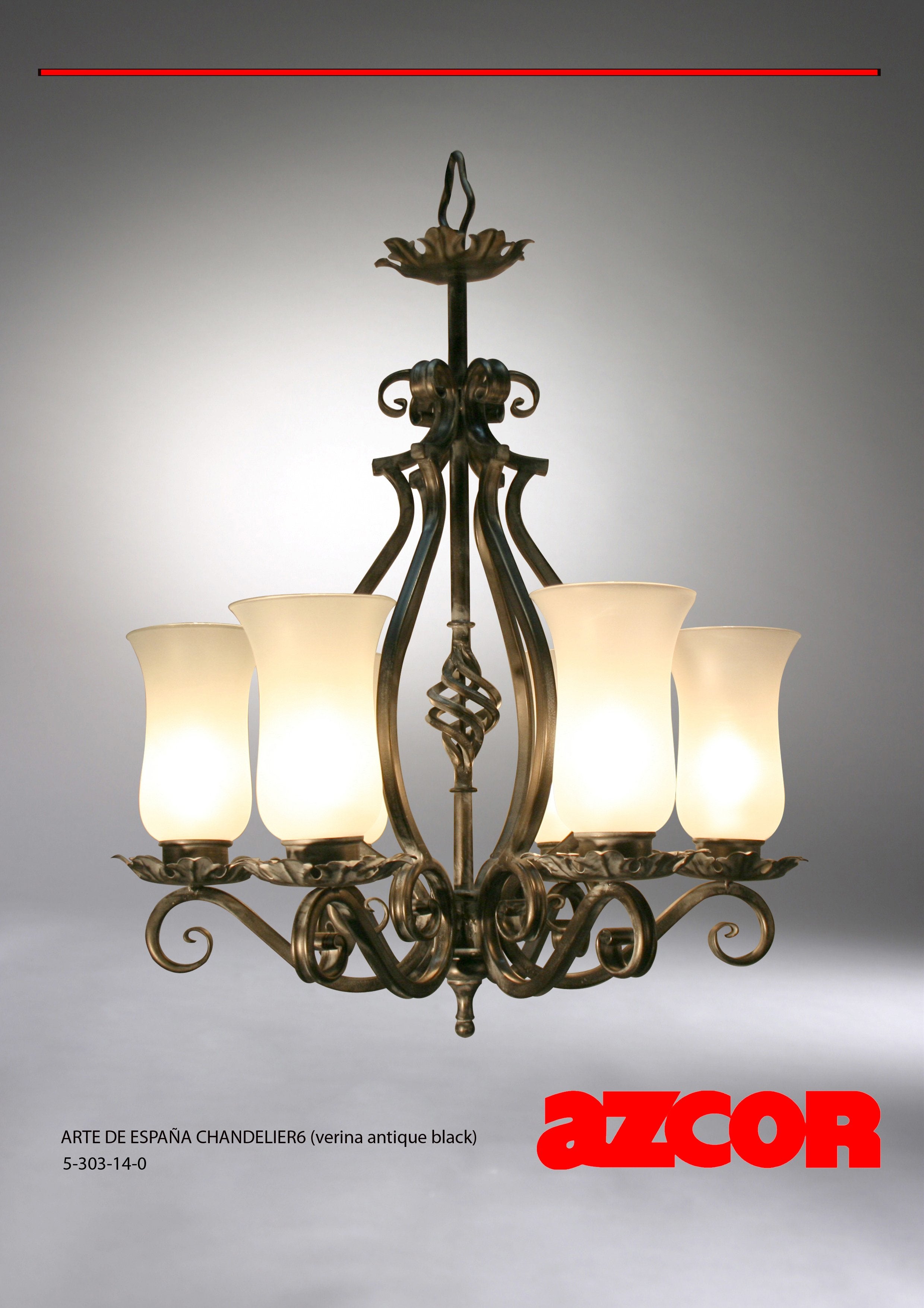 Arte De España Chandelier 6 (Verina Glass) w/ Basket