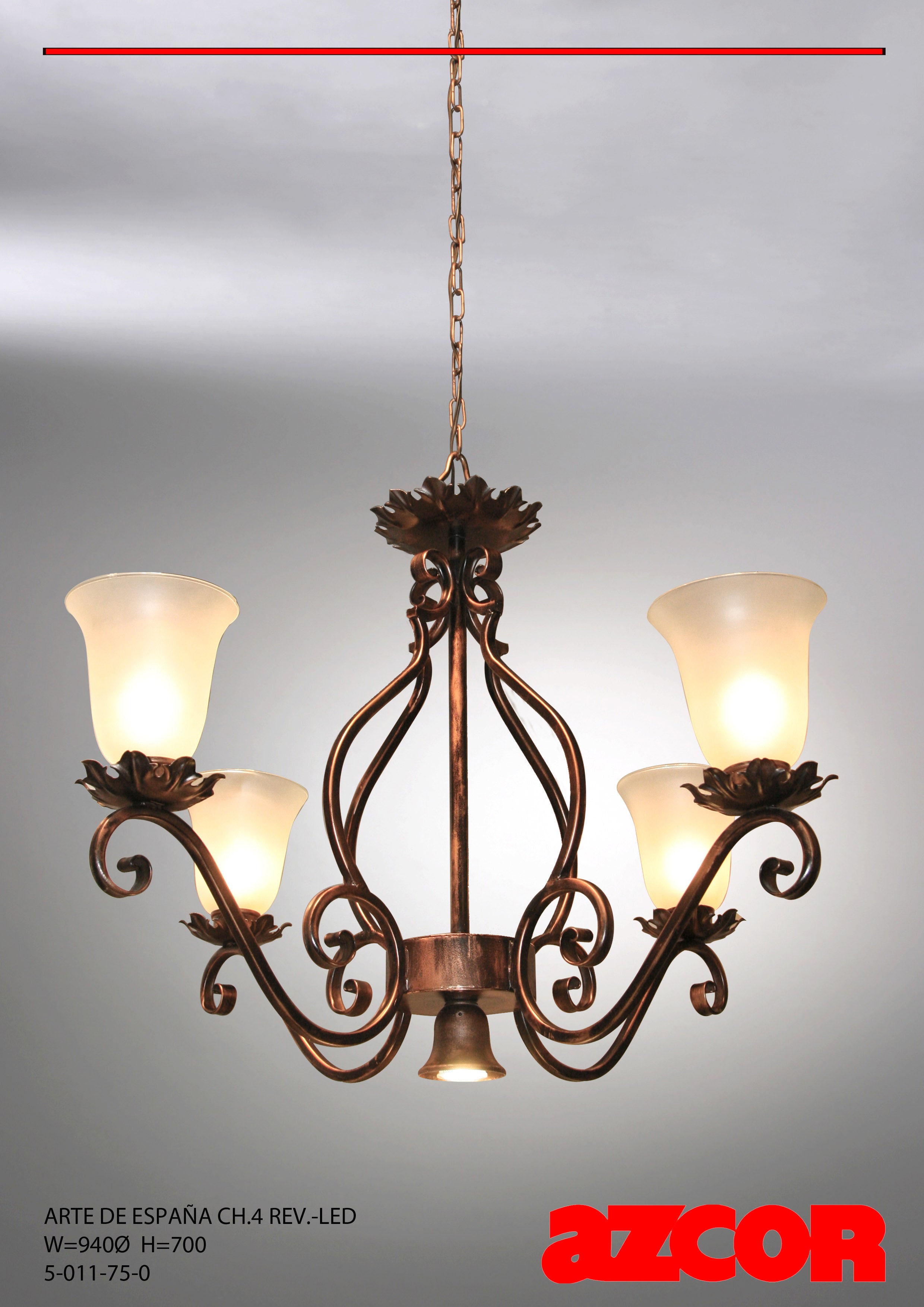 Arte De España Chandelier 4 (Bell Glass)