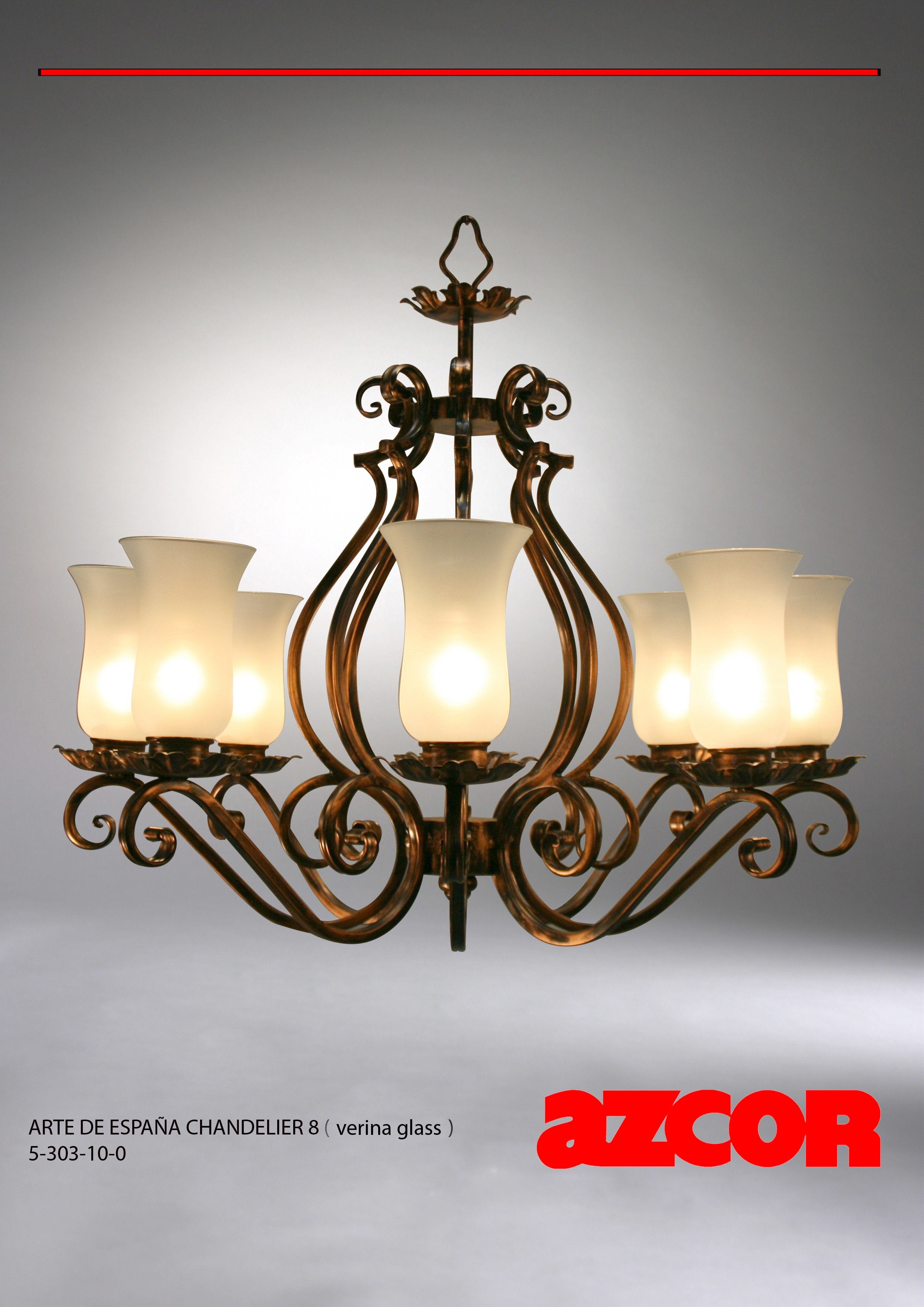 Arte De España Chandelier 8 (Verina Glass) w/ Basket