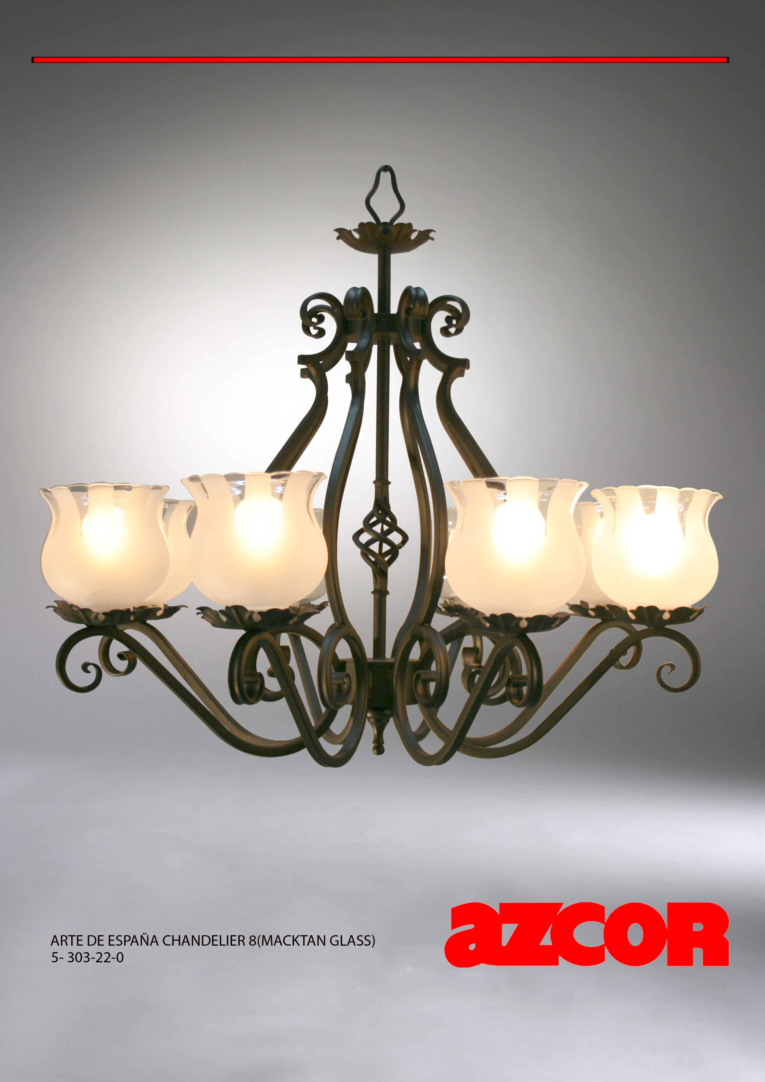 Arte De España Chandelier 8 (Mactan Glass) w/ Basket