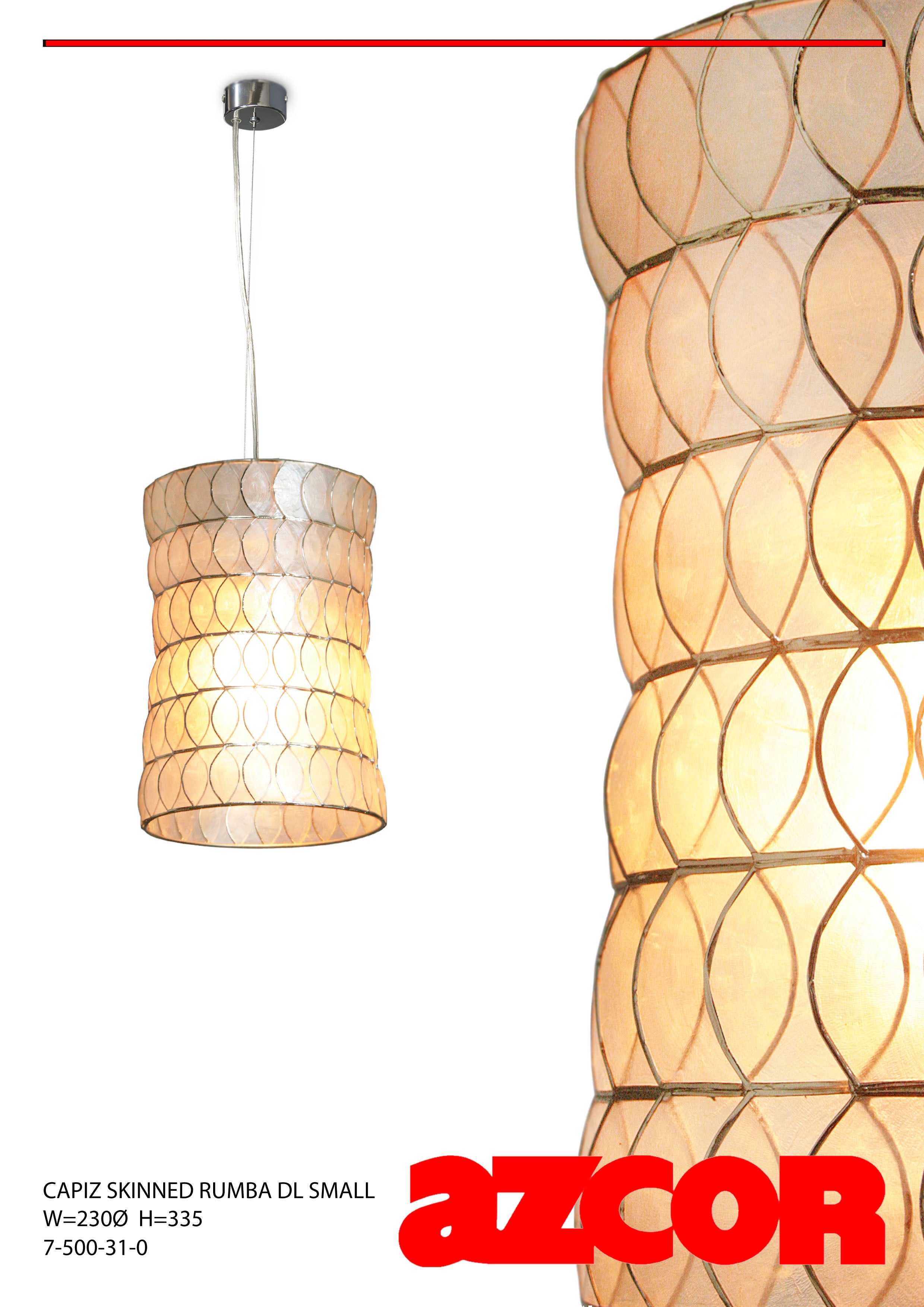 Capiz Skinned Rumba Drop Light Small