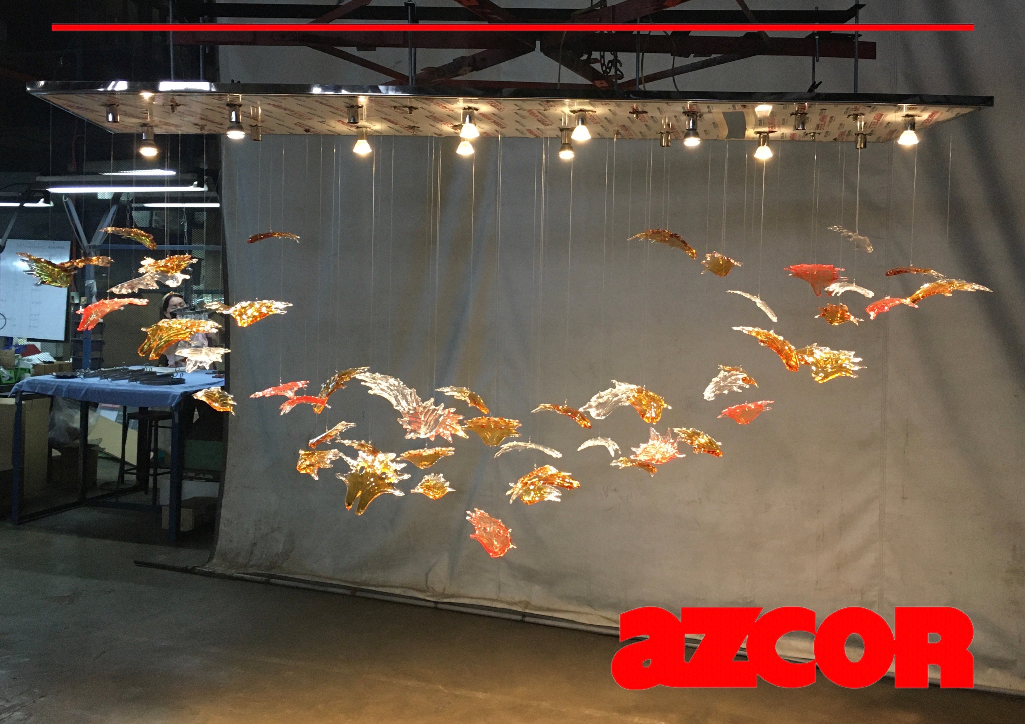 Bohemian Glass | Oak Leaves Rectangular Chandelier 2400