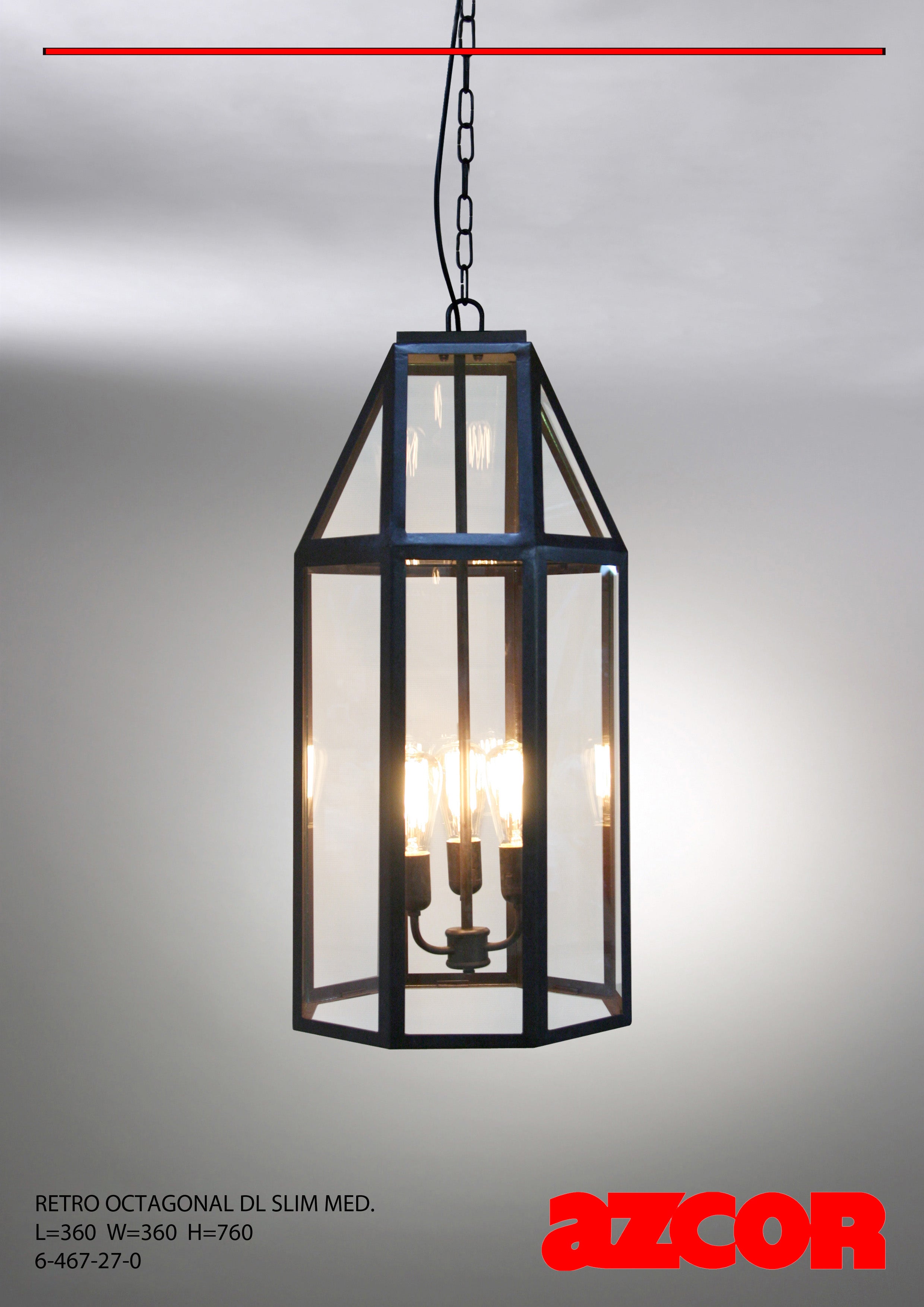 Retro Octagonal Slim Half Drop Light
