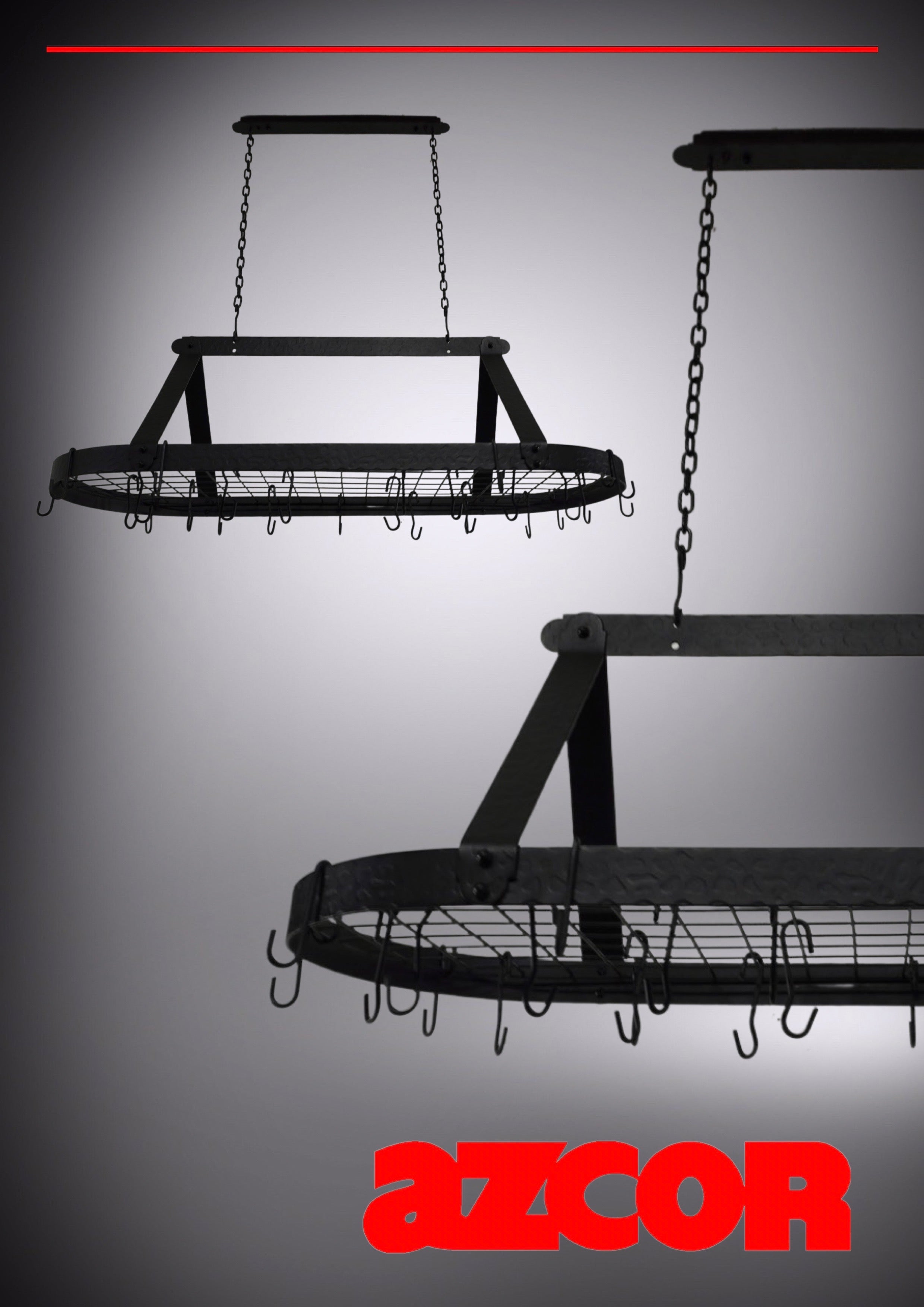 Hammered Edge Wrought Iron Hanging Pot Rack