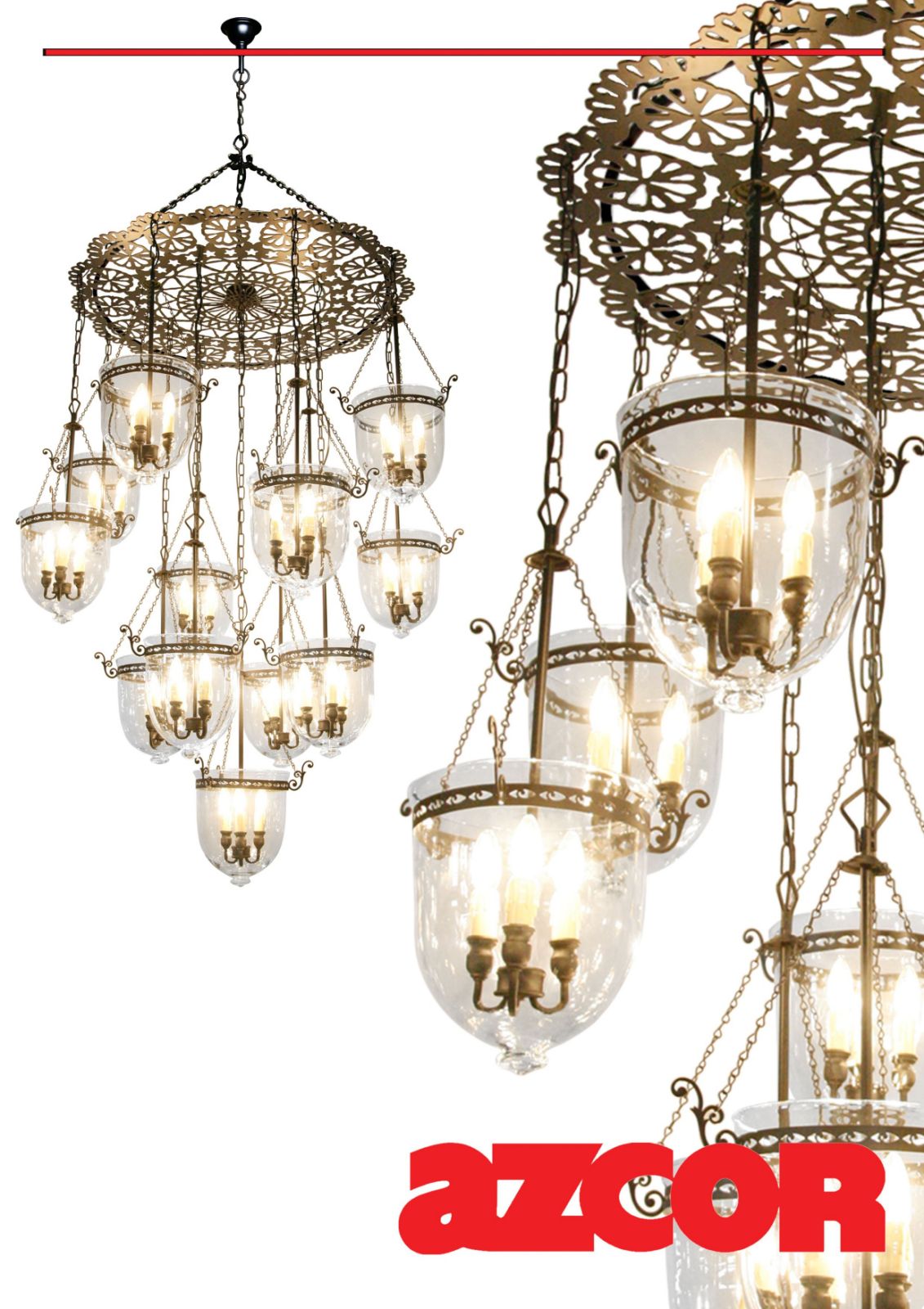 Antique Oil Ganchillo Chandelier 13