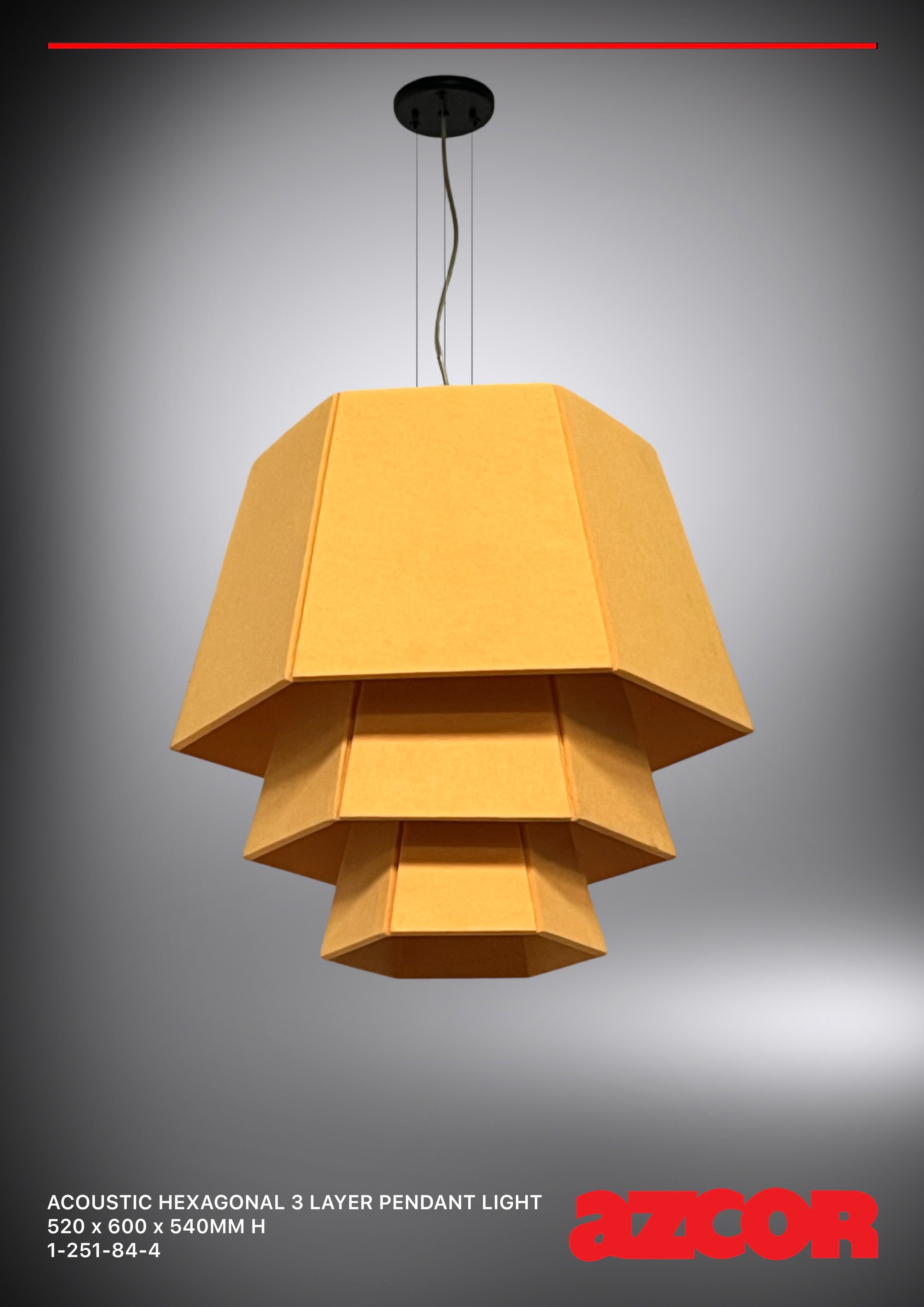 Acoustic Hexagonal 3 Layer Pendant Light