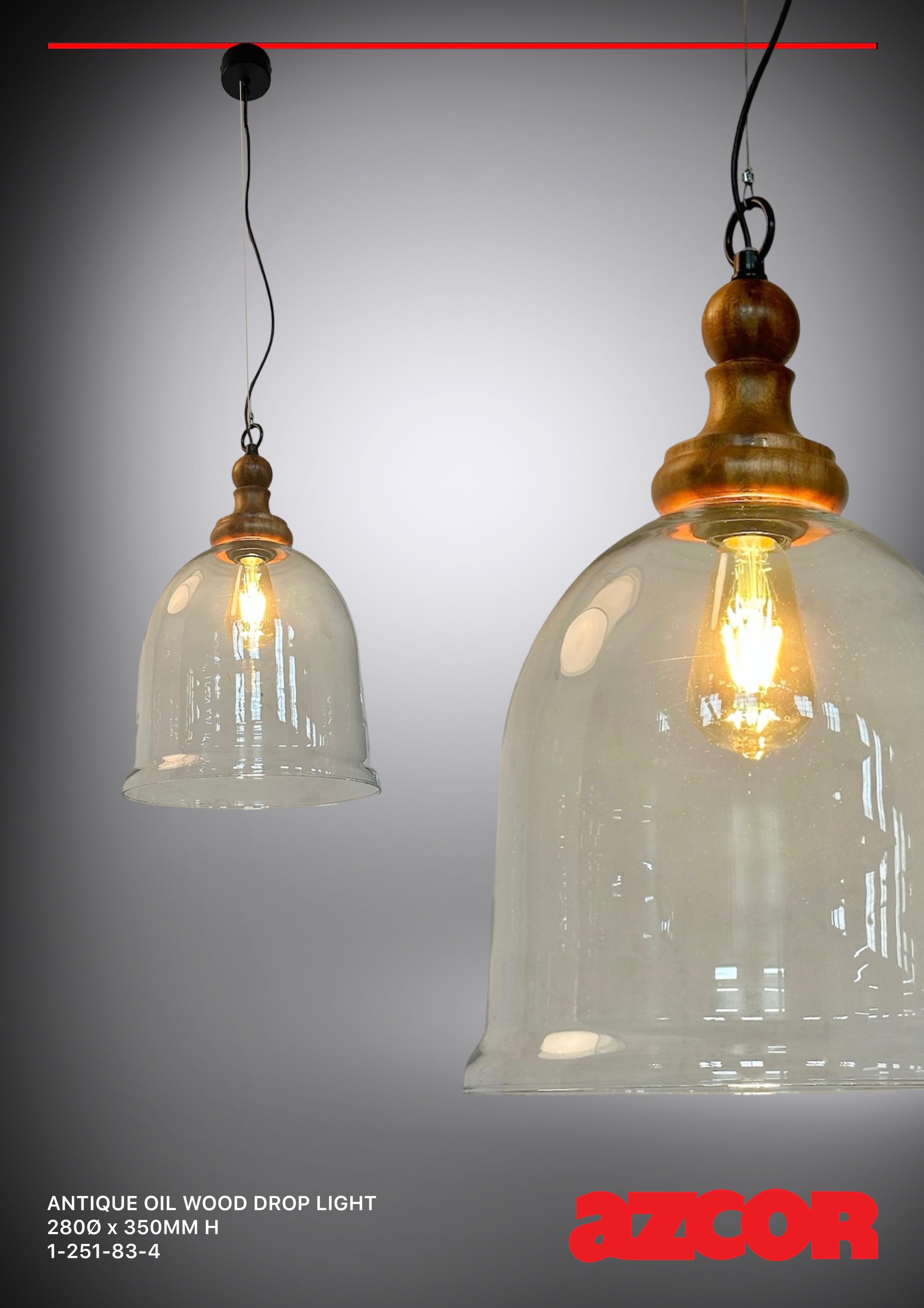 Antique Oil Wood Drop Light