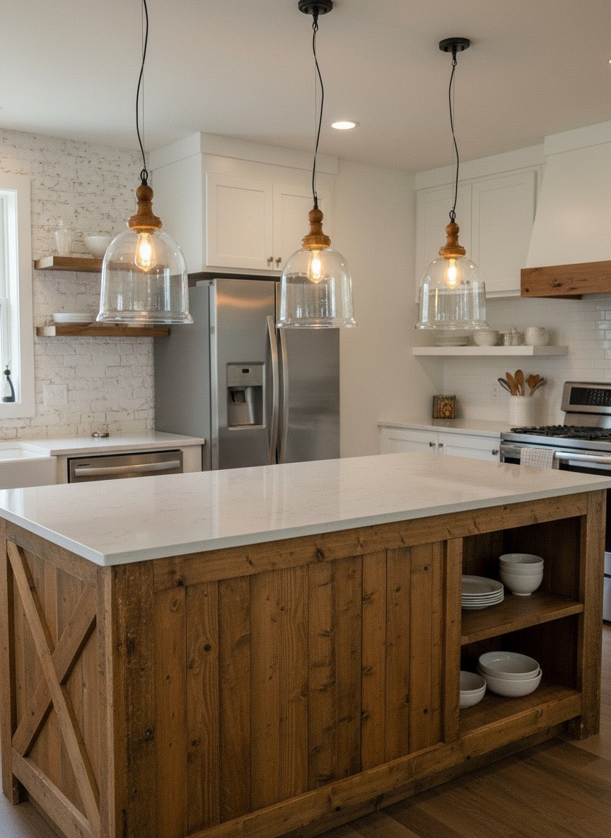 Antique Oil Wood Drop Light