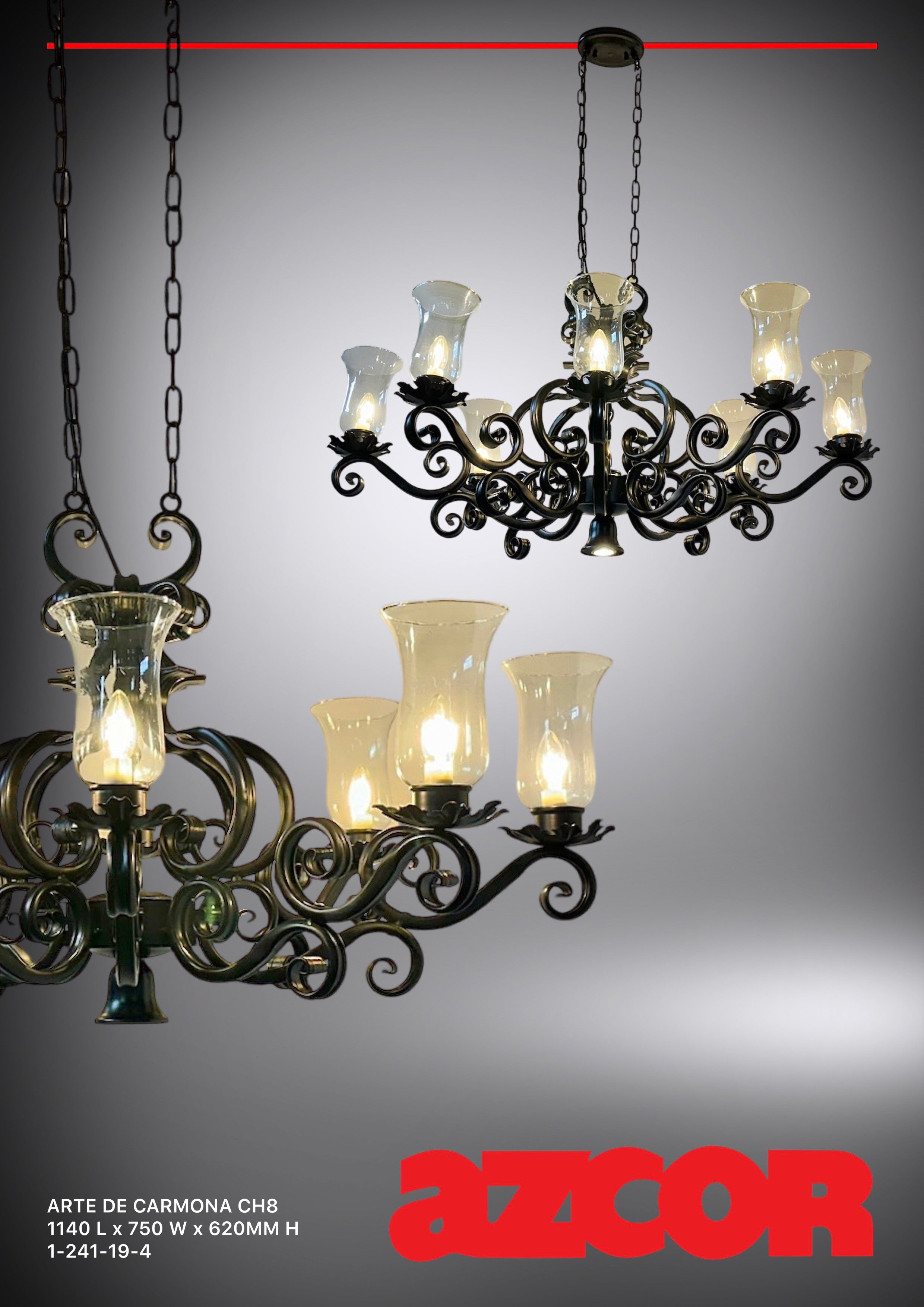 Arte De Carmona Chandelier 8 Oval (Verina Glass)