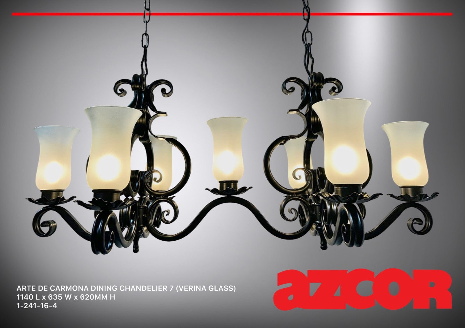 Arte De Carmona Chandelier 7 Dining (Verina Glass)