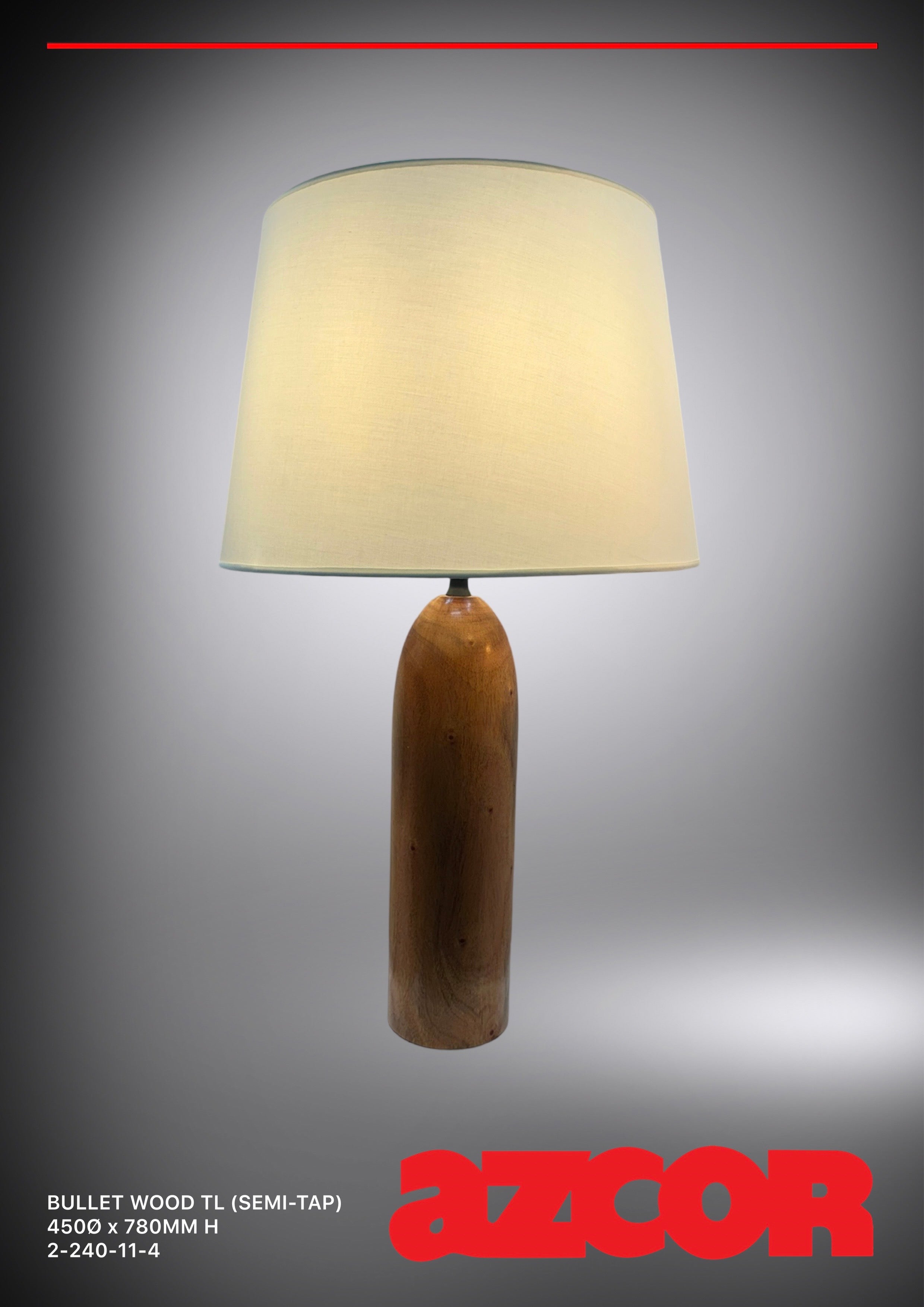 Bullet Wood Table Lamp (Semi Tapered Shade)