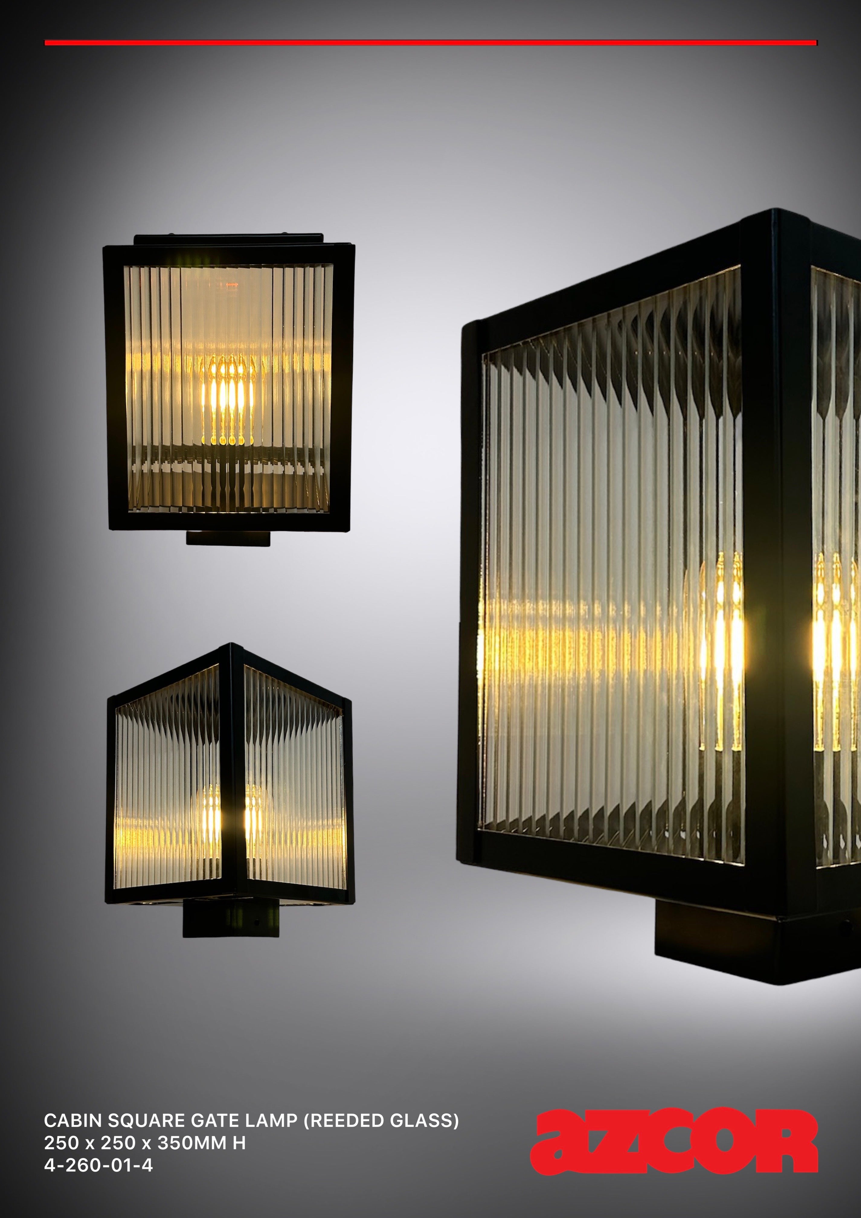 Cabin Square Gate Lamp (Reeded Glass)