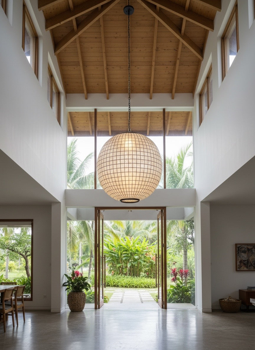 Capiz Globe Drop Light