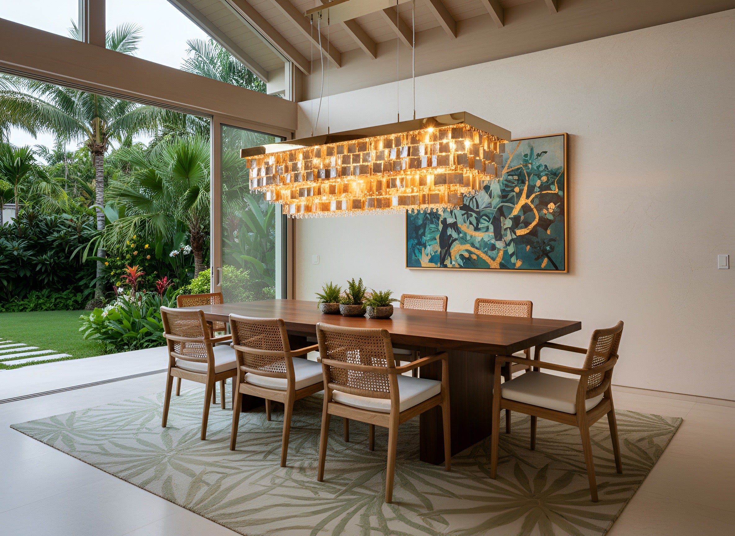 Capiz Gold Curtain Dining Light 1600