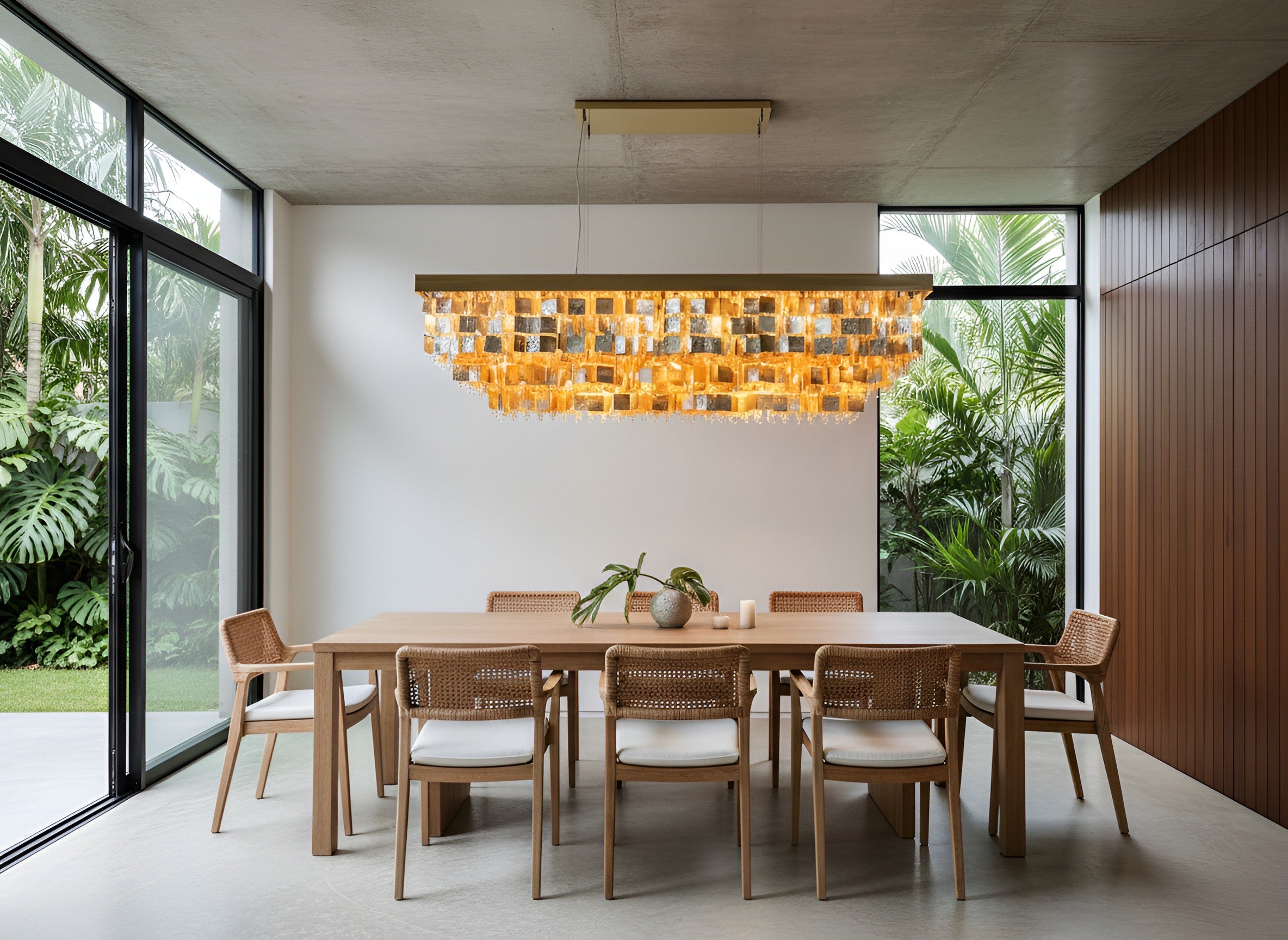 Capiz Gold Curtain Dining Light 1600