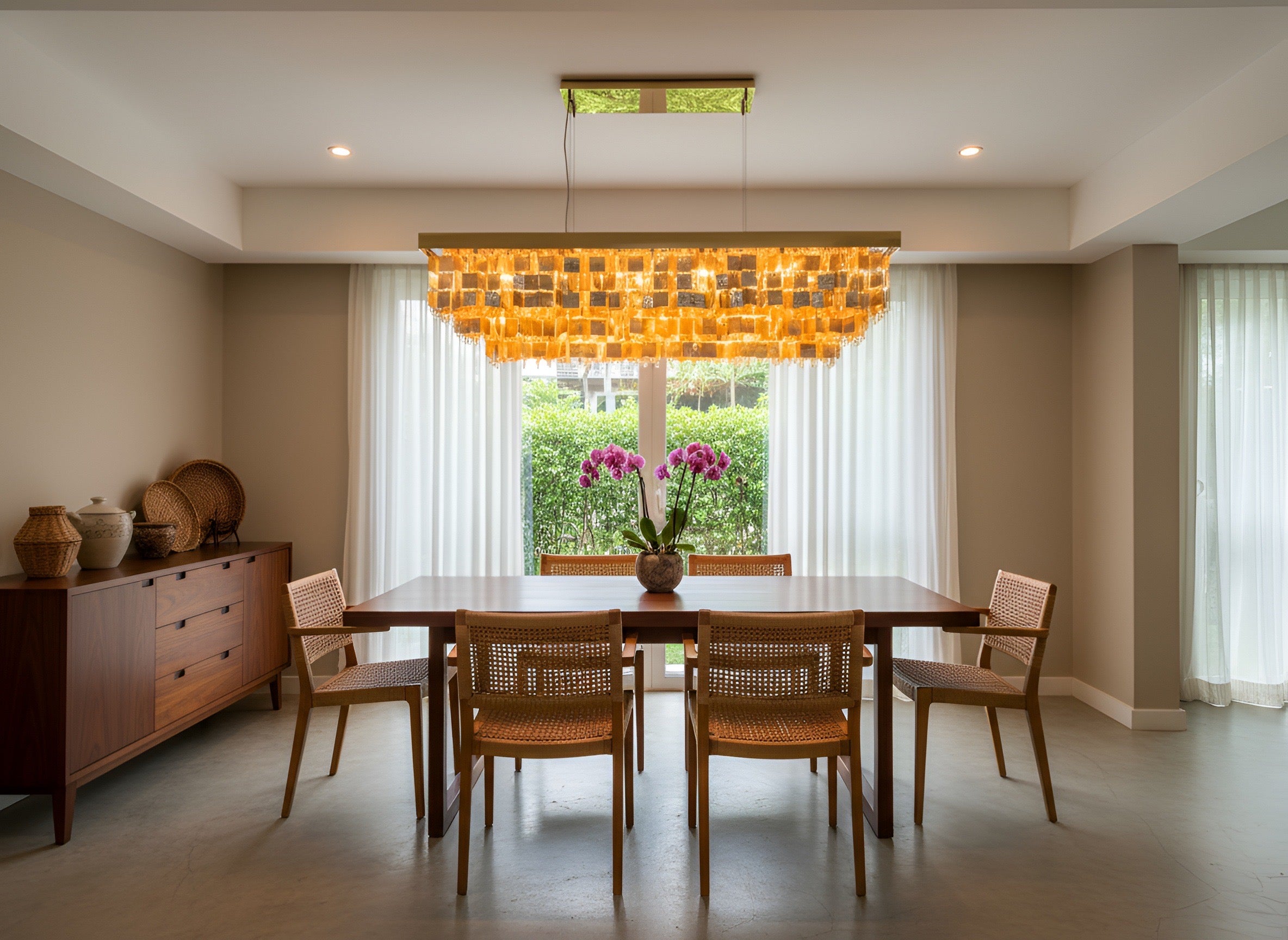 Capiz Gold Curtain Dining Light 1600