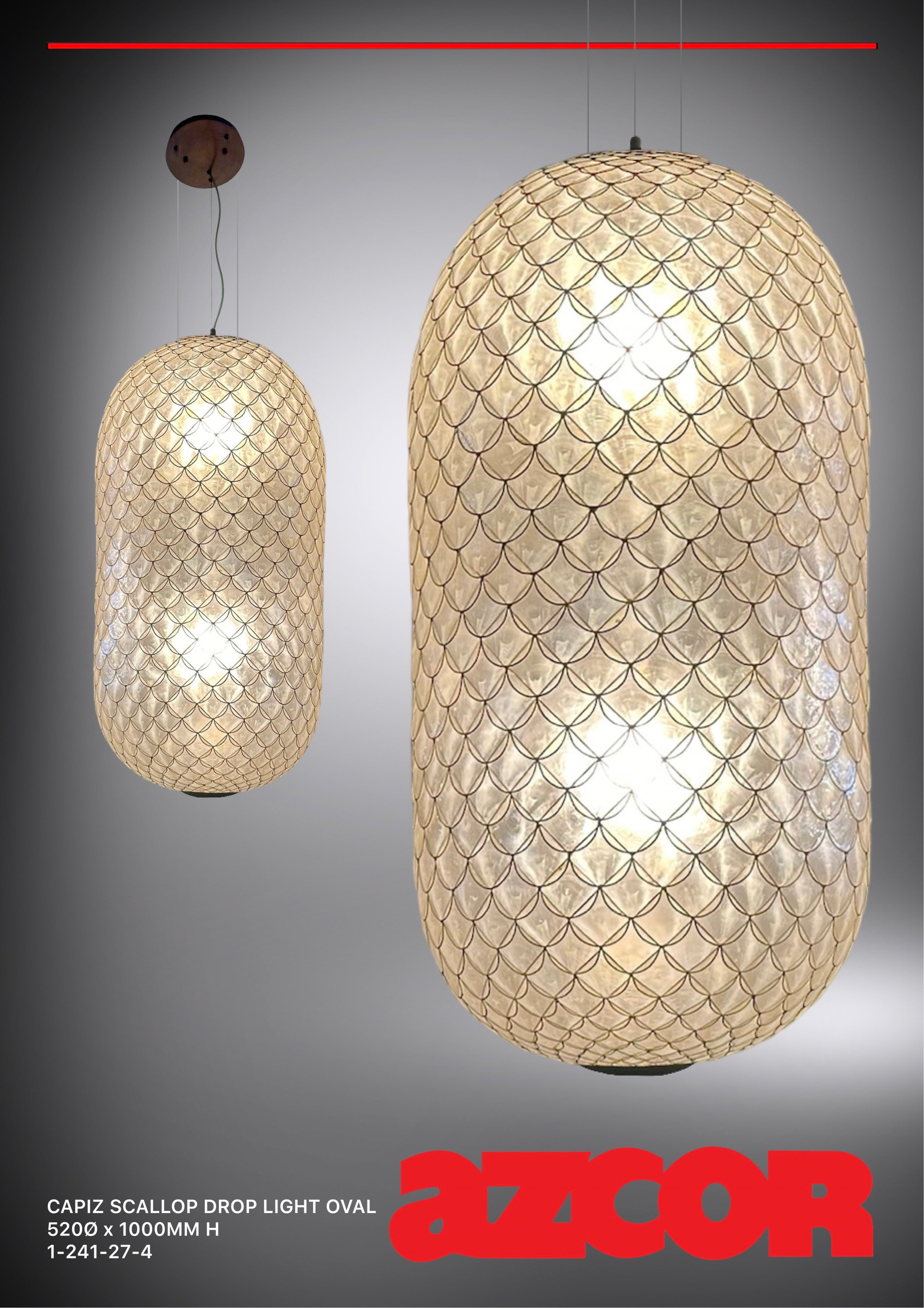 Capiz Scallop Drop Light Oval 500Øx1000