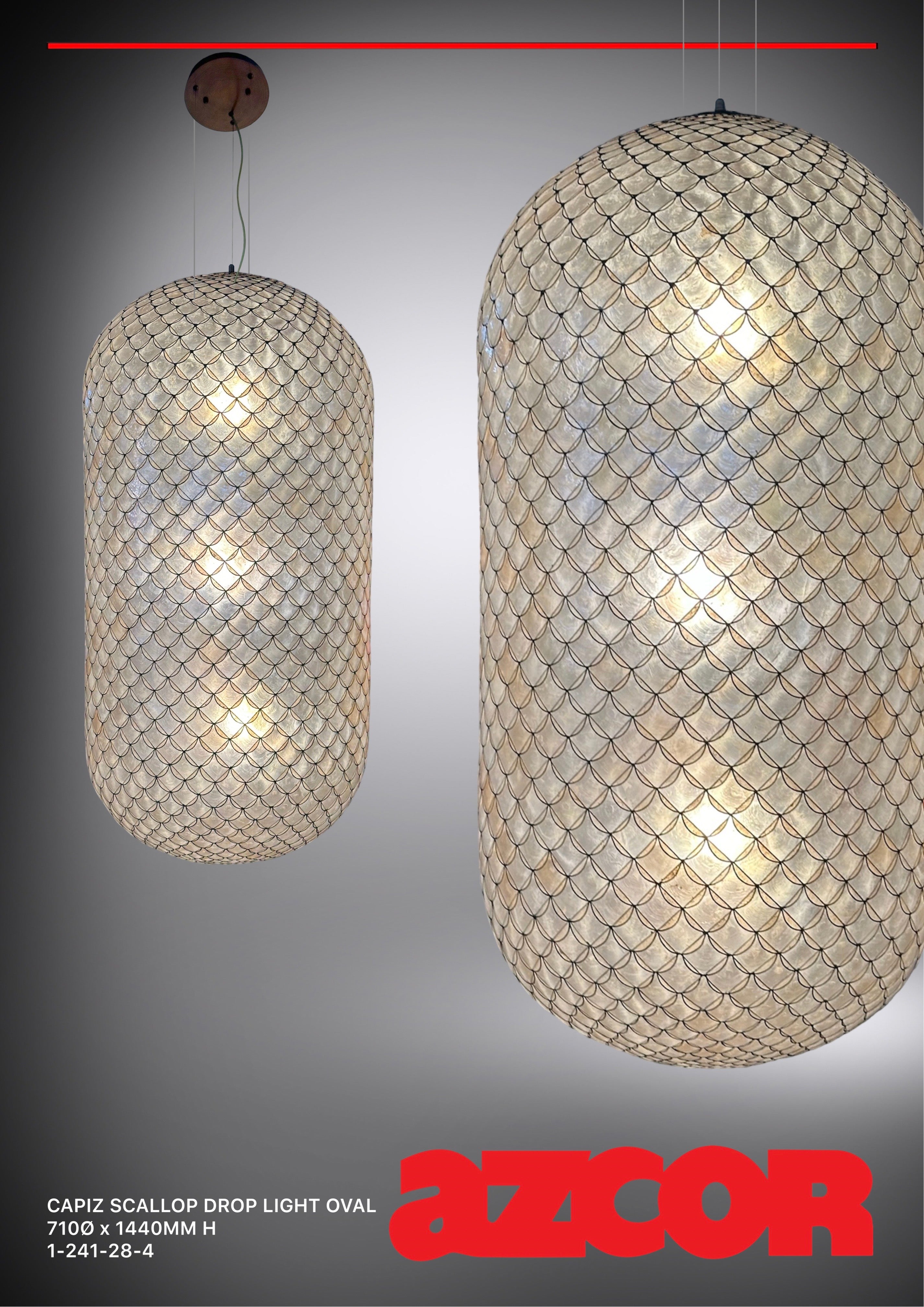 Capiz Scallop Drop Light Oval 700Øx1400