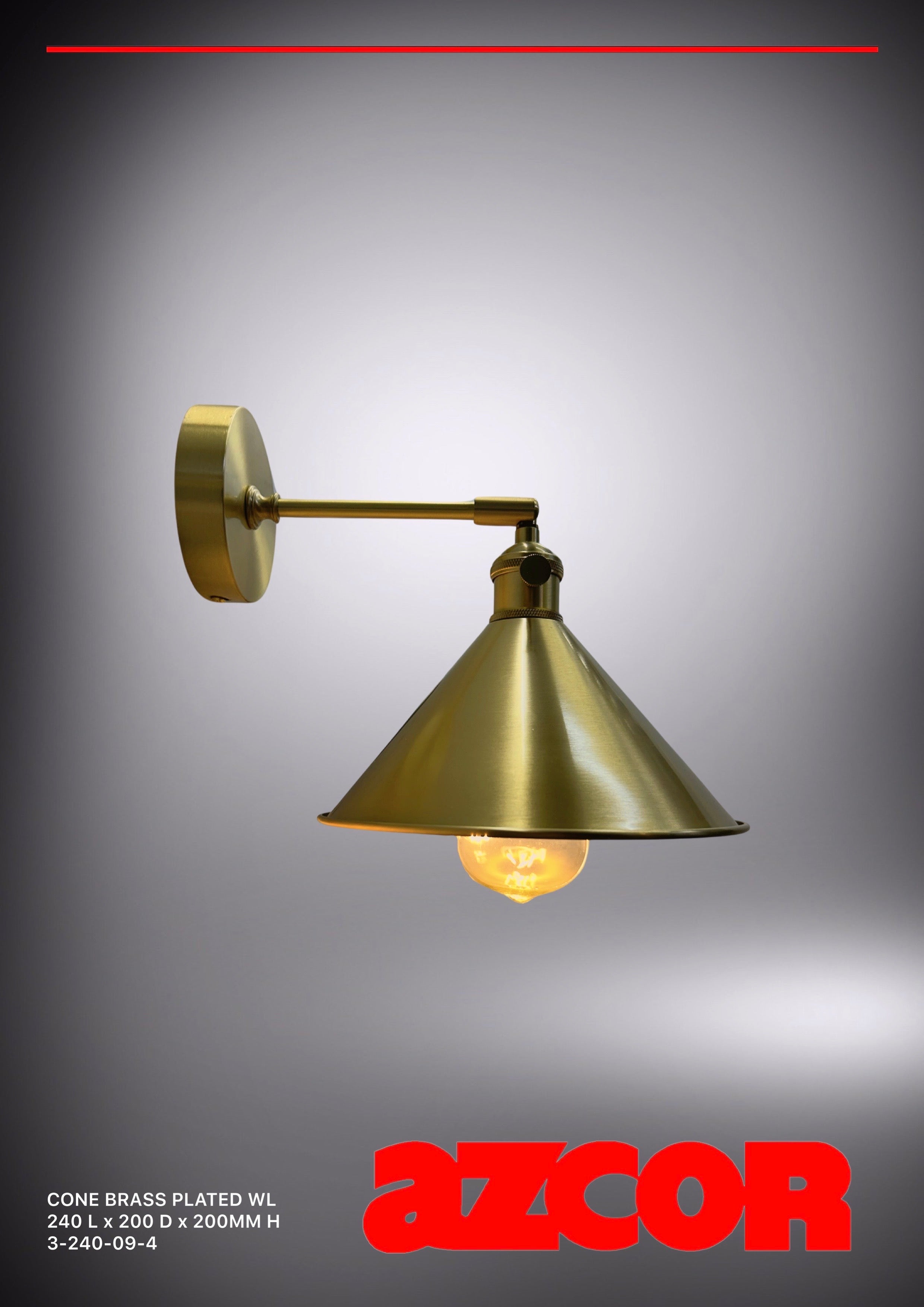 Cone Brass Plated Wall Light