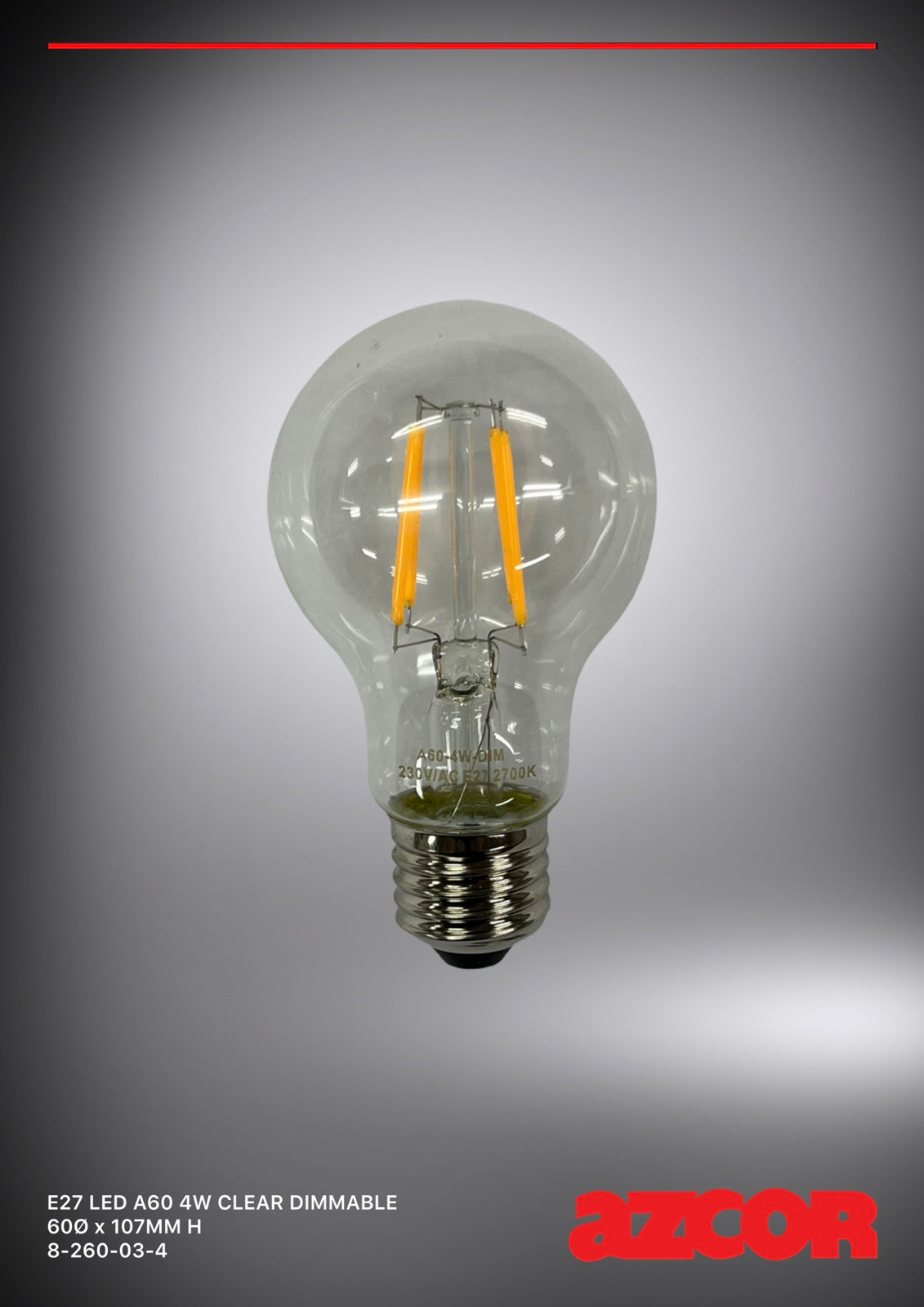 E27 A60 Bulb LED 4W Dimmable (Clear)