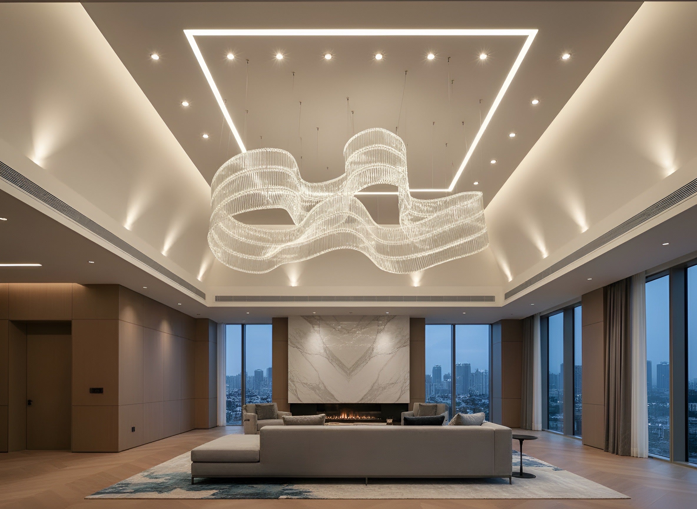 Glass Ribbon Infinity Chandelier